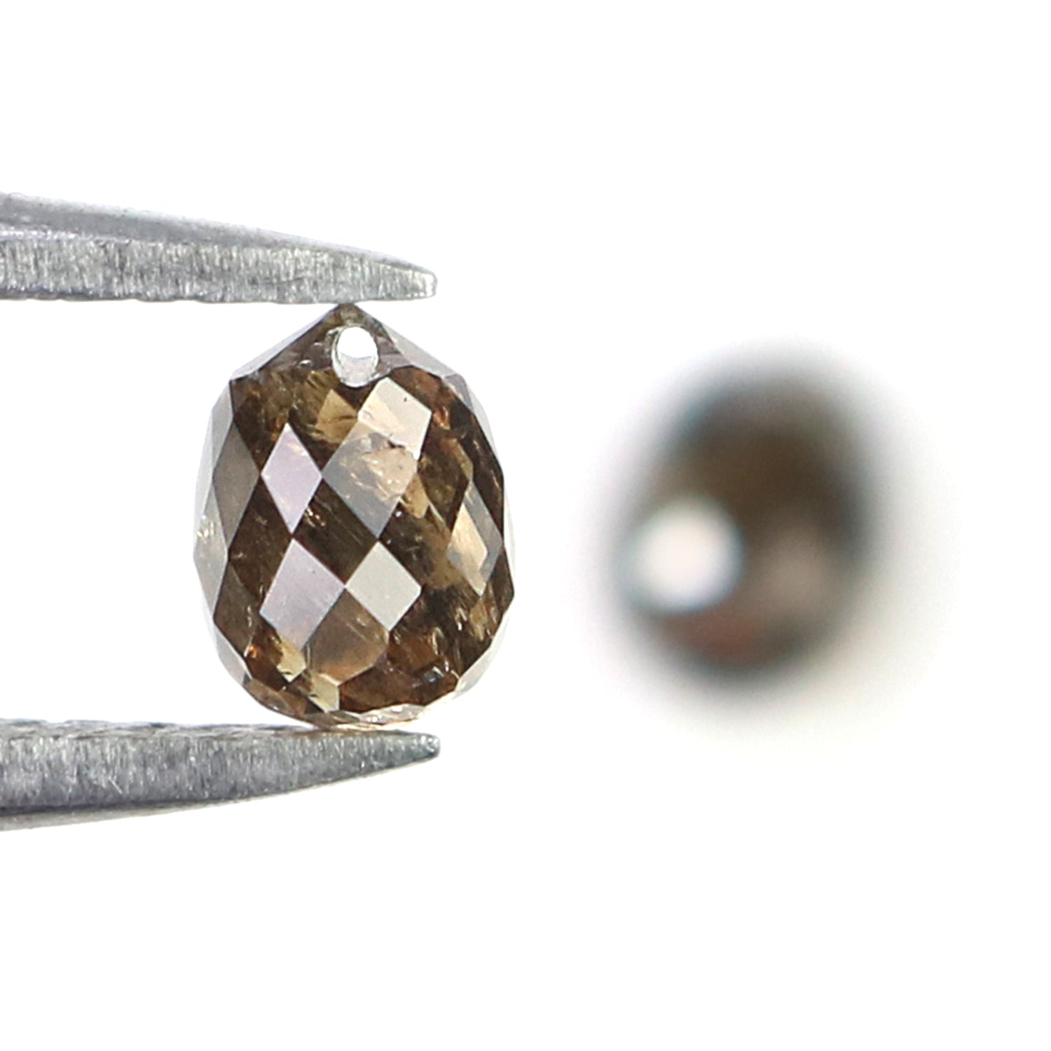 1.11 CT Natural Loose briolette Shape Diamond Brown Color Drop Cut Diamond 4.80 MM Natural Loose Brown Color Drop Rose Cut Diamond N869