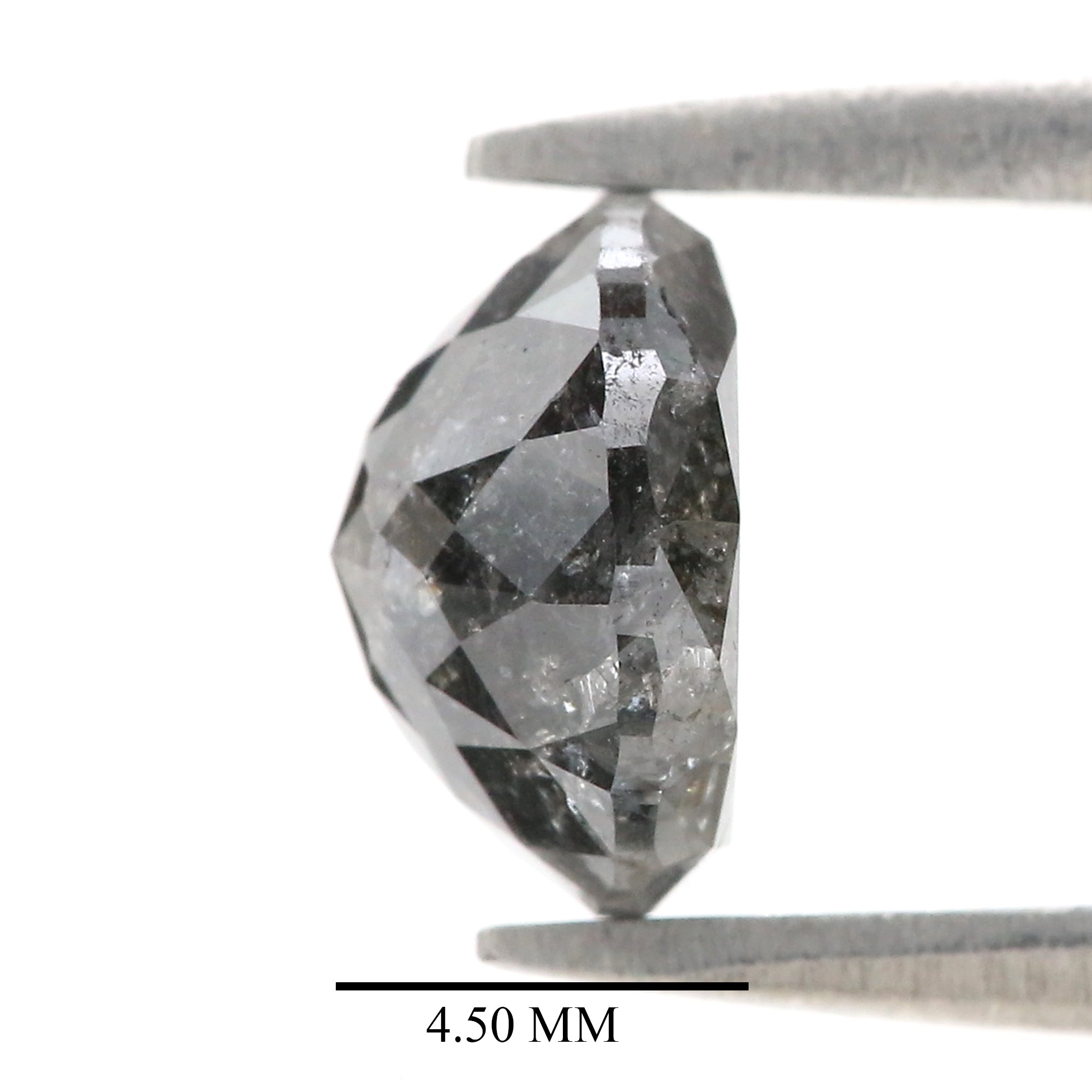 Natural Round Salt and Pepper Diamond 2.49 CT Loose  Round Rose Cut Black Grey Stone 8.15 MM Rustic Diamond For Custom Engagement Ring L3683