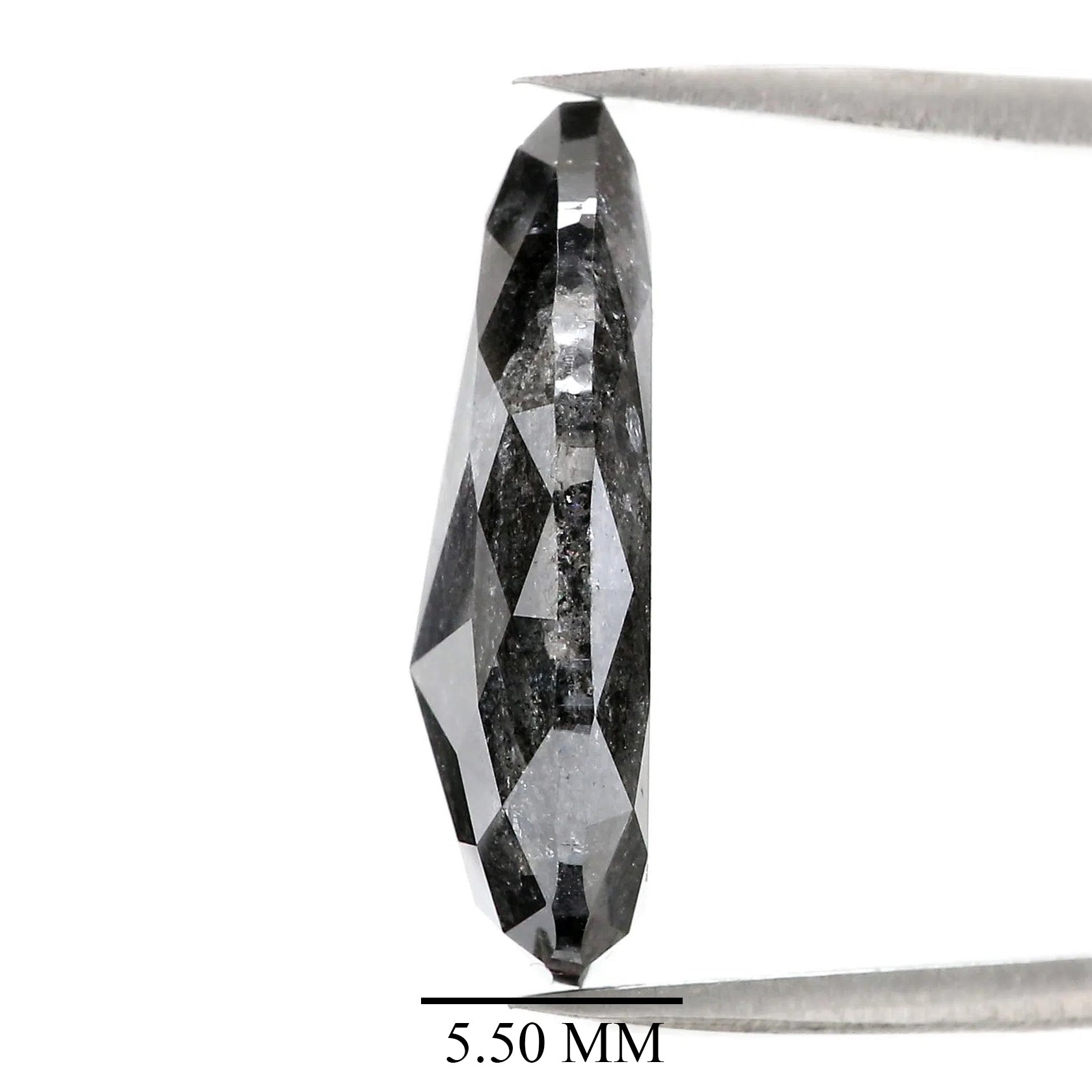 Natural Pear Salt and Pepper Diamond 11.67 CT Loose Rose Cut Black Grey Stone 20.20 MM Rustic Diamond For Custom Engagement Ring QL3019