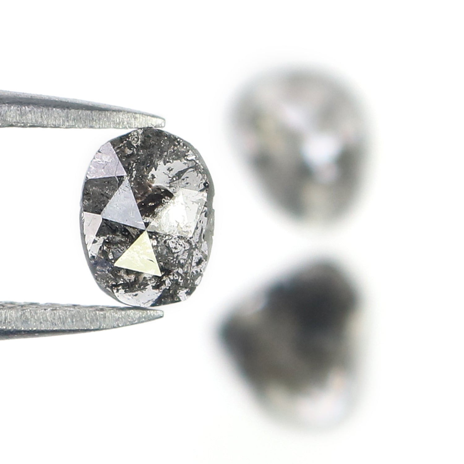 1.34 CT Natural Loose Slice Shape Diamond Salt And Pepper Slice Uncut Diamond 6.90 MM Natural Black Grey Diamond Irregular Cut Diamond L3587