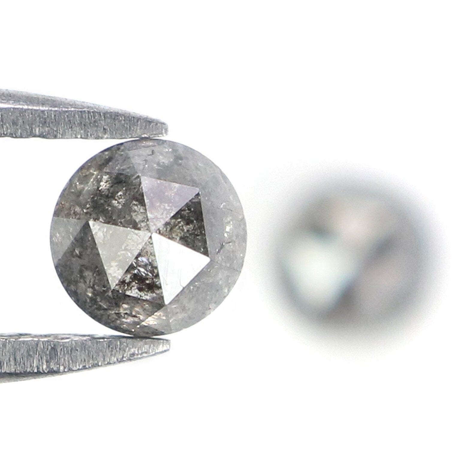 0.76 CT Natural Loose Round Cut Pair Diamond Salt And Pepper Round Diamond 4.25 MM Natural Black Gray Color Round Rose Cut Diamond NQ2343