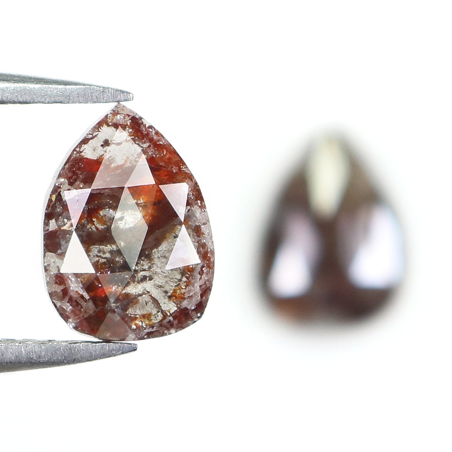 2.20 CT Natural Loose Pear Cut Pair Diamond Brown Color Pear Shape Diamond 8.80 MM Natural Loose Brown Color Pear Rose Cut Diamond N8217