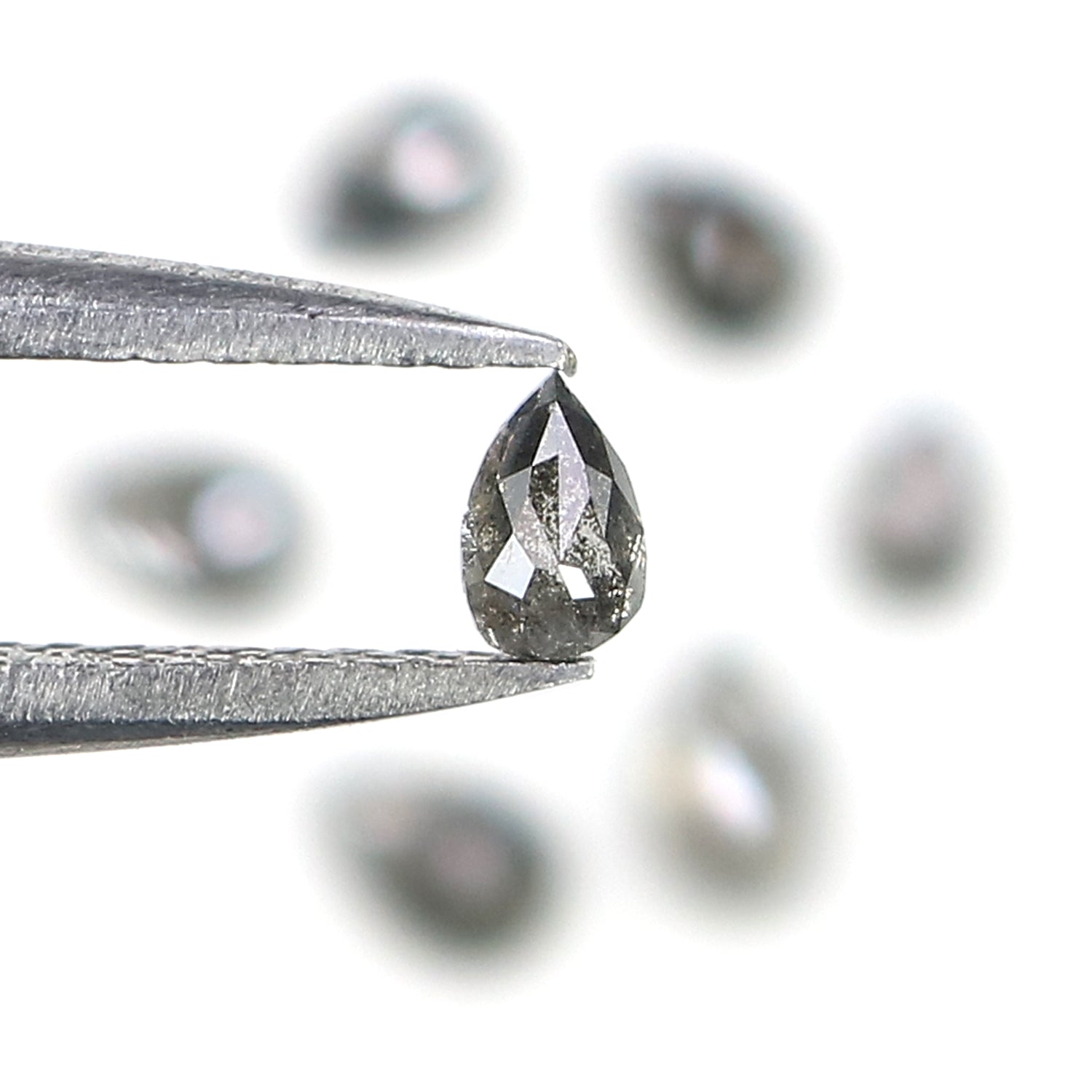 0.73 CT Natural Loose Pear Shape Diamond Salt And Pepper Pear Diamond 4.05 MM Natural Loose Black Grey Color Pear Rose Cut Diamond LQ2906