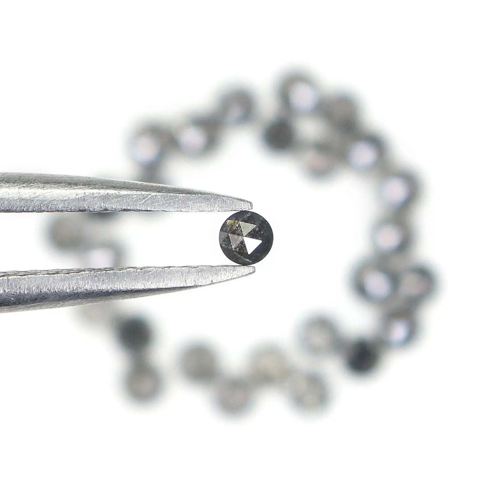 1.11 CT Natural Loose Round Shape Diamond Salt And Pepper Round Cut Diamond 2.00 MM Natural Black Grey Color Round Rose Cut Diamond NQ1835