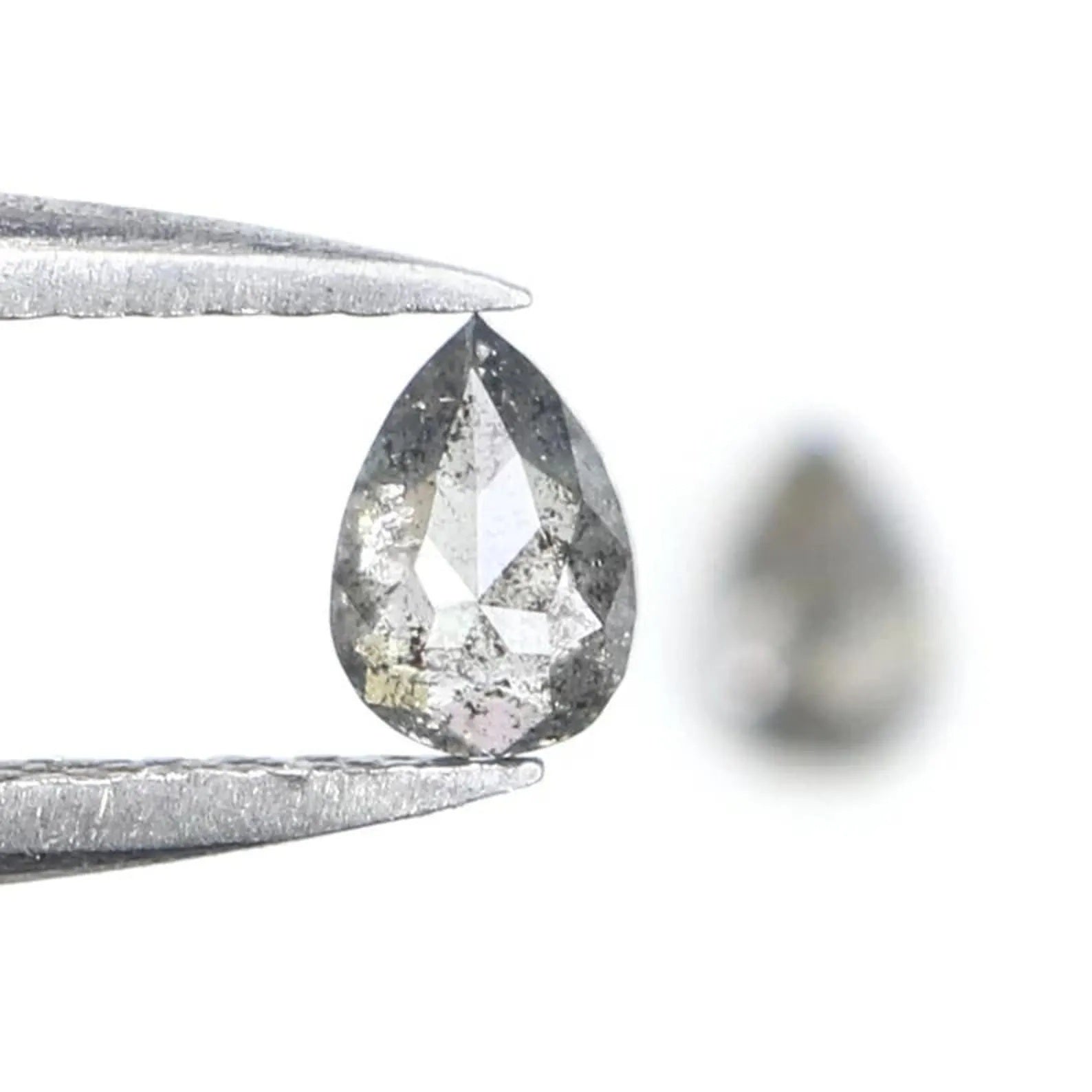 0.34 CT Natural Loose Pear Cut Pair Diamond Salt And Pepper Pear Shape Diamond 4.35 MM Natural Black Grey Color Pear Rose Cut Diamond NQ2356