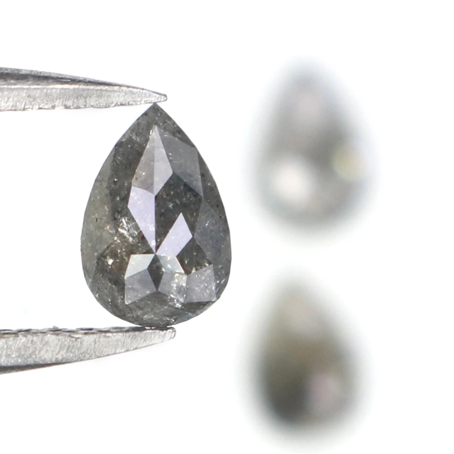 Natural Loose Pear Diamond, Salt And Pepper Pear Diamond, Natural Loose Diamond, Pear Rose Cut Diamond, 0.81 CT Pear Shape Diamond, KDN2285