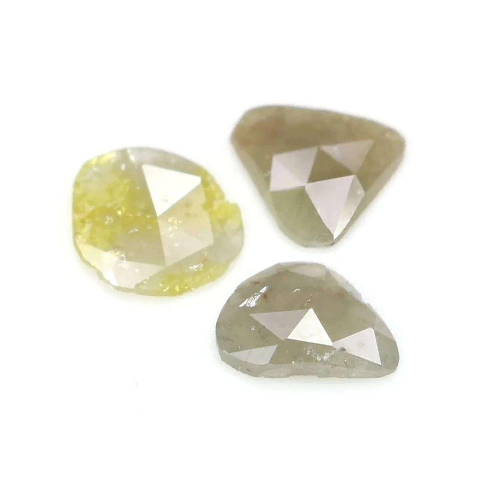 1.58 CT Natural Loose Slice Shape Diamond Yellow Color Irregular Cut Diamond 7.85 MM Natural Loose Gray Color Slice Rose Cut Diamond NQ2208