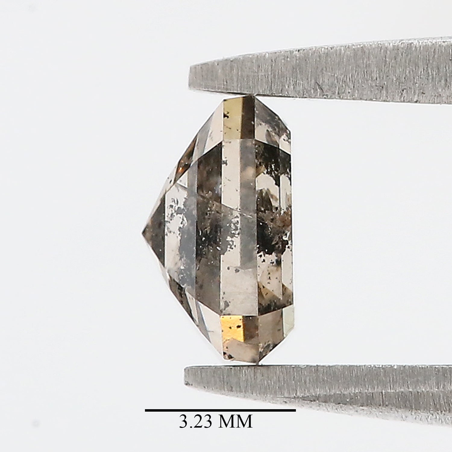 0.87 CT Natural Loose Emerald Shape Diamond Salt And Pepper Emerald Diamond 5.60 MM Black Grey Color Emerald Shape Rose Cut Diamond QL9510