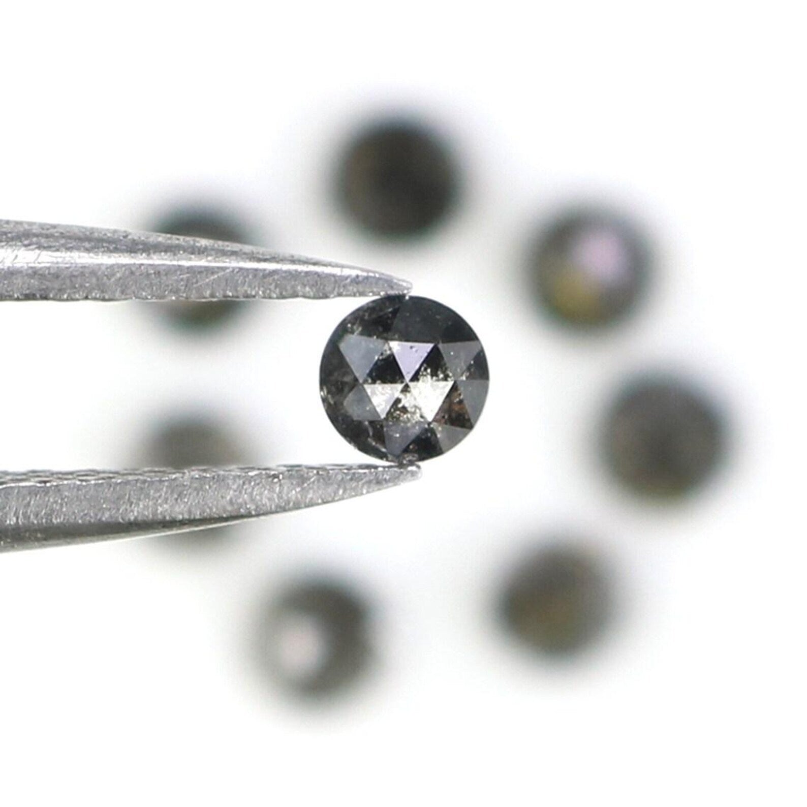 0.95 Ct Natural Loose Round Rose Cut Diamond Salt And Pepper Round Shape Diamond 2.90 MM Natural Black Grey Round Rose Cut Diamond NQ2350