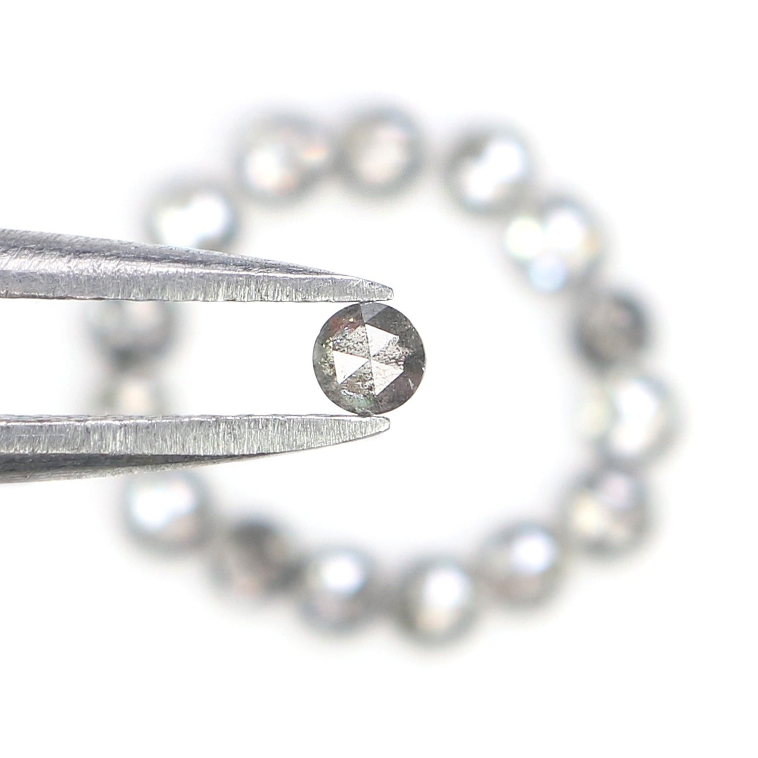 0.96 Ct Natural Loose Round Rose Cut Diamond Salt And Pepper Round Cut Diamond 2.30 MM Natural Black Grey Color Round Rose Cut Diamond L1553