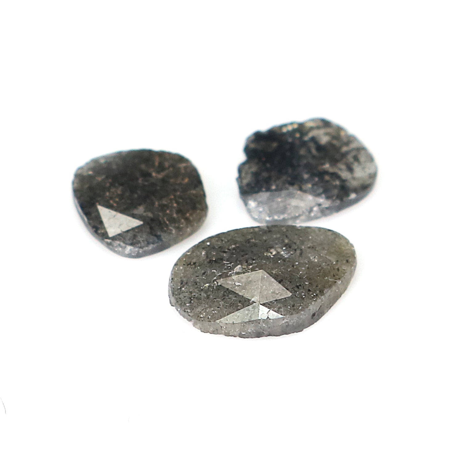 1.13 CT Natural Loose Slice Shape Diamond Salt And Pepper Slice Uncut Diamond 7.35 MM Natural Black Grey Diamond Irregular Cut Diamond N2637