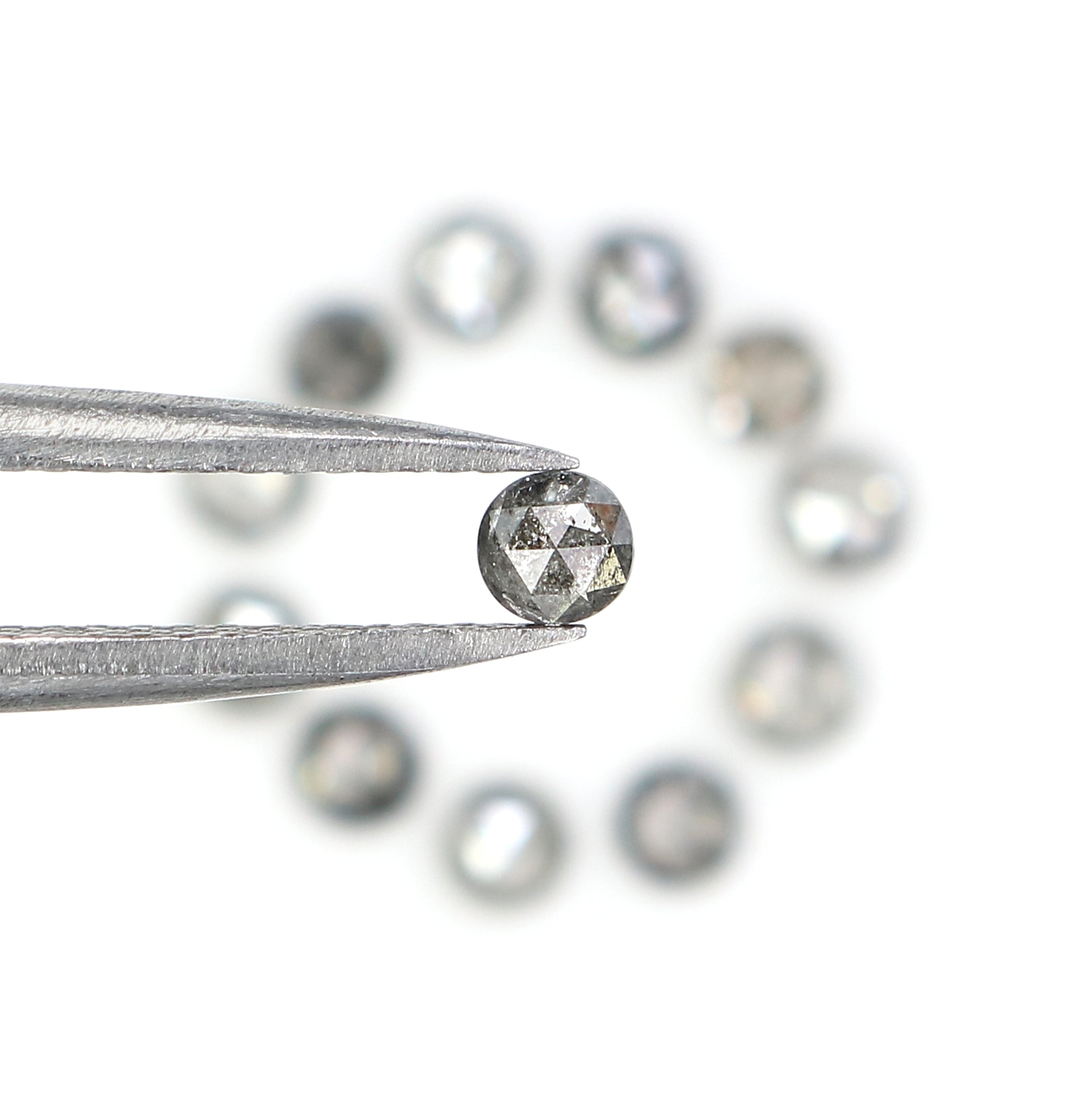 1.18 Ct Natural Loose Round Rose Cut Diamond Salt And Pepper Round Diamond 2.60 MM Natural Black Grey Color Round Rose Cut Diamond KQ2702
