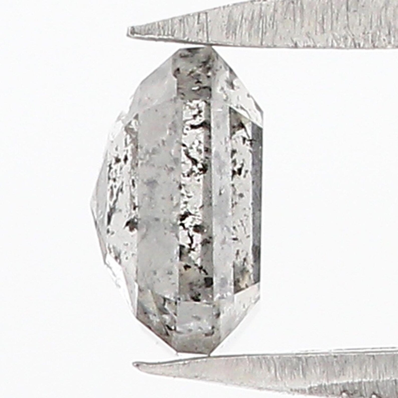 0.79 CT Natural Loose Emerald Shape Diamond Salt And Pepper Emerald Cut Diamond 5.50 MM Black Grey Color Emerald Rose Cut Diamond QN8837