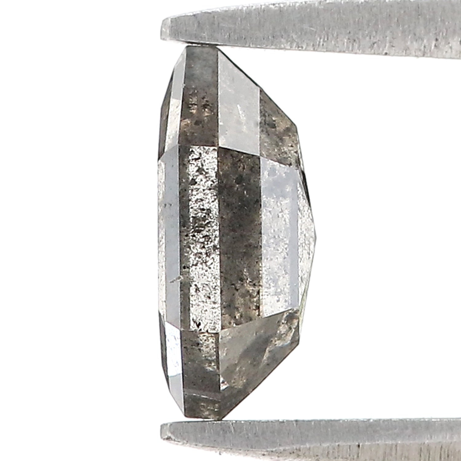 Natural Hexagon Salt and Pepper Diamond 1.11 CT Loose Rose Cut Black Grey Stone 8.20 MM Rustic Diamond For Custom Engagement Ring L3617