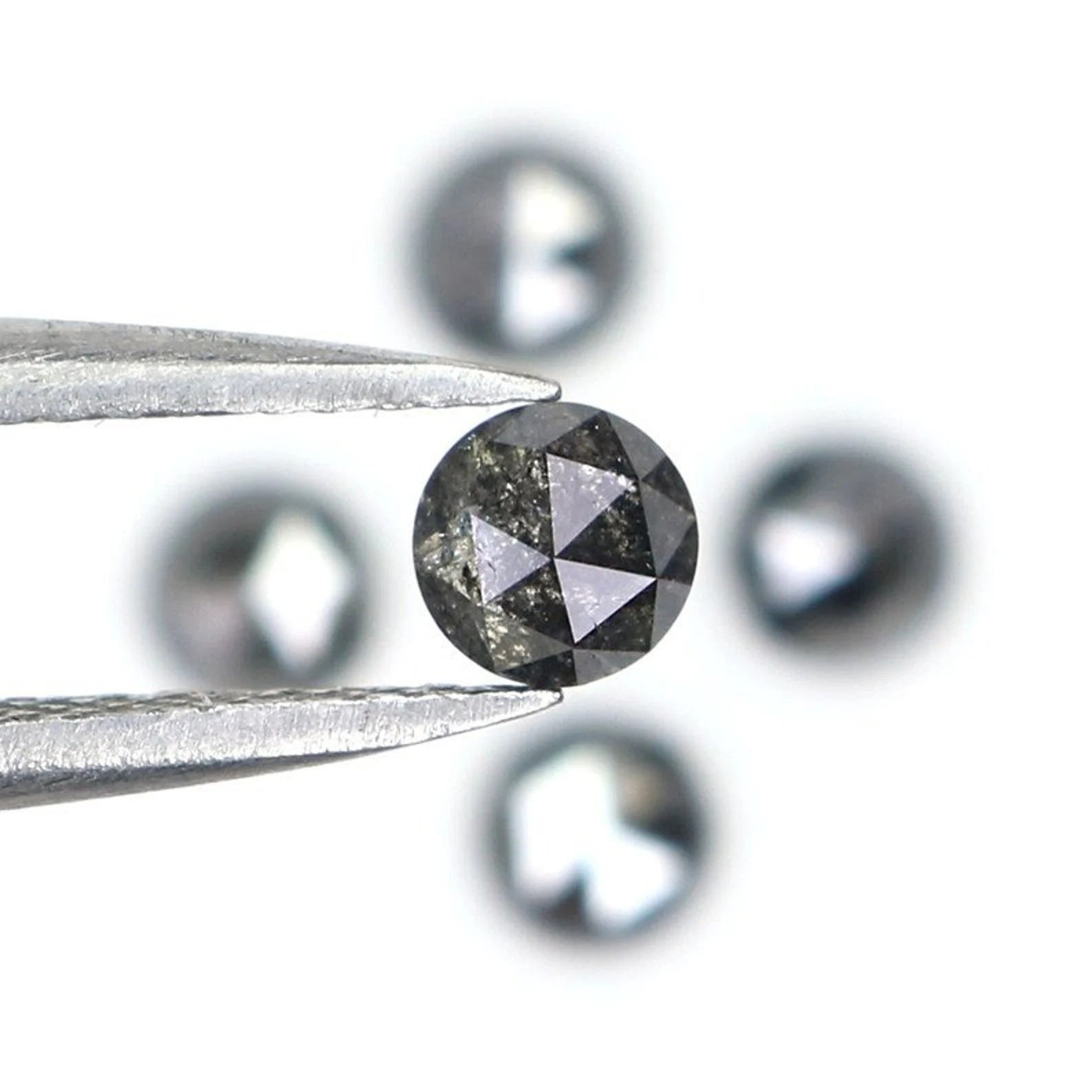 1.29 CT Natural Loose Round Shape Diamond Salt And Pepper Round Cut Diamond 3.70 MM Natural Black Gray Color Round Rose Cut Diamond NQ2070