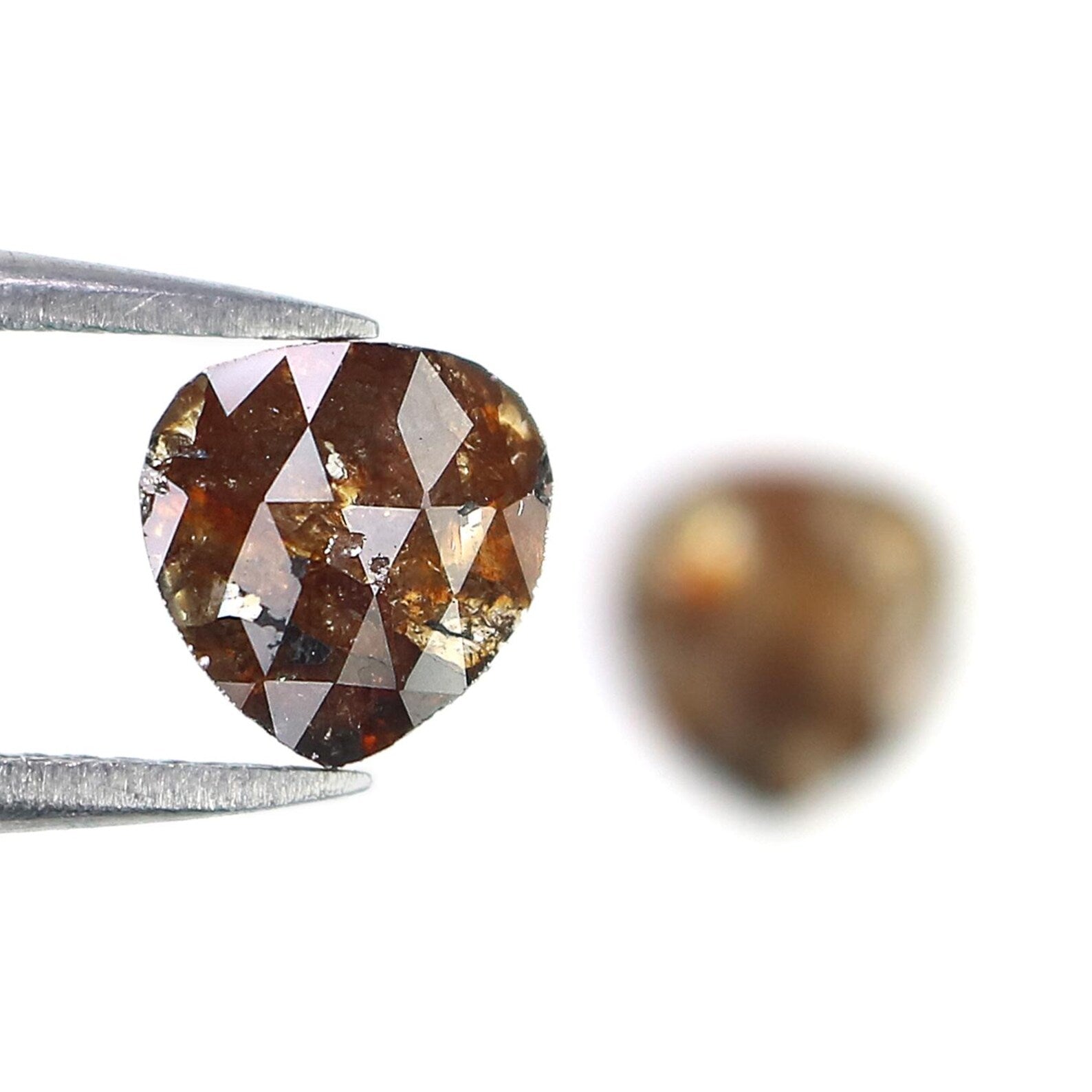 1.66 CT Natural Loose Heart Shape Pair Diamond Brown Color Heart Diamond 6.90 MM Natural Diamond Brown Color Heart Rose Cut Diamond NQ8367