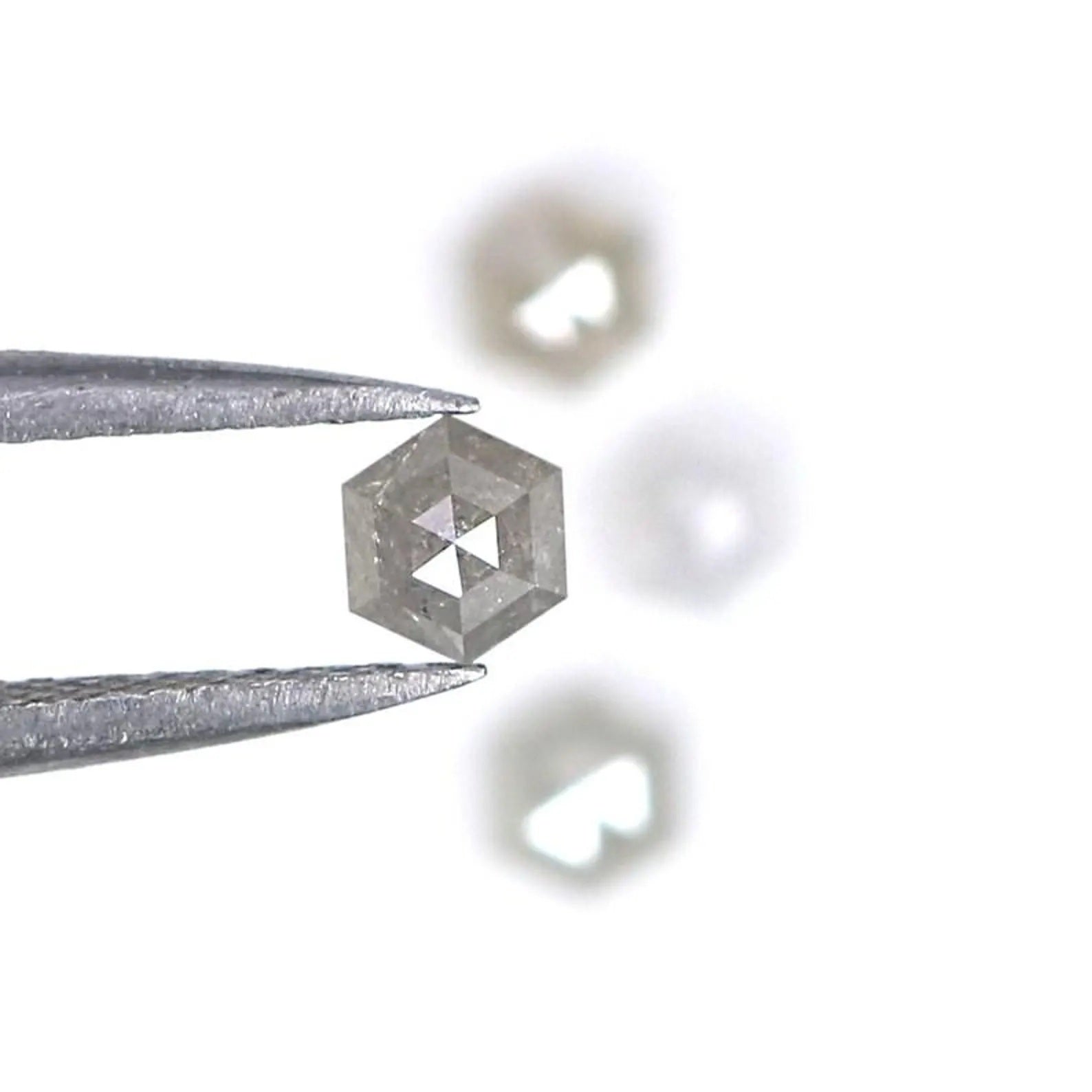 1.04 CT Natural Loose Hexagon Shape Diamond Ice Grey Color Hexagon Cut Diamond 3.40 MM Natural Grey Color Hexagon Rose Cut Diamond NQ8778