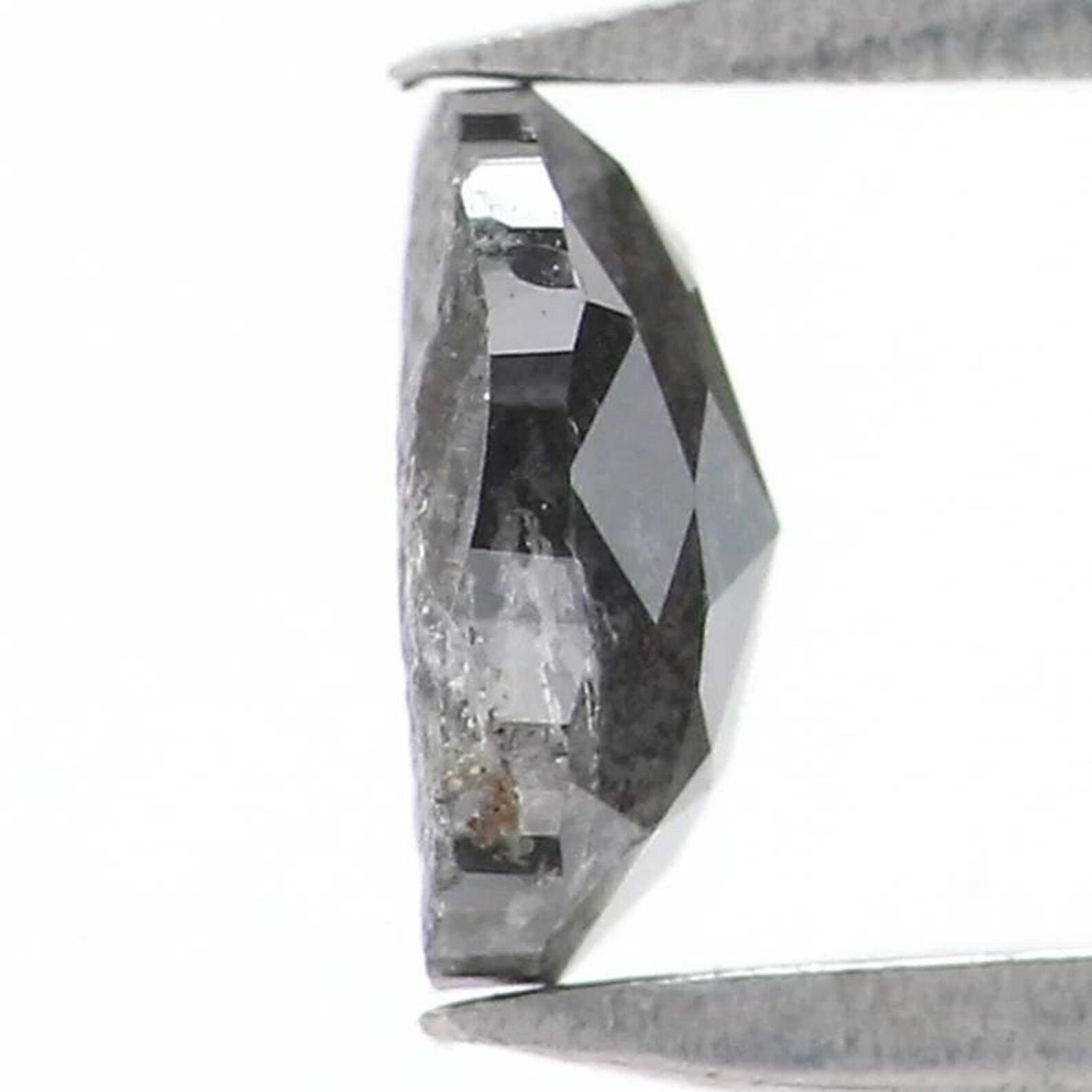 0.39 CT Natural Loose Oval Shape Diamond Salt And Pepper Oval Diamond 5.20 MM Natural Loose Black Grey Color Oval Rose Cut Diamond NQ2105