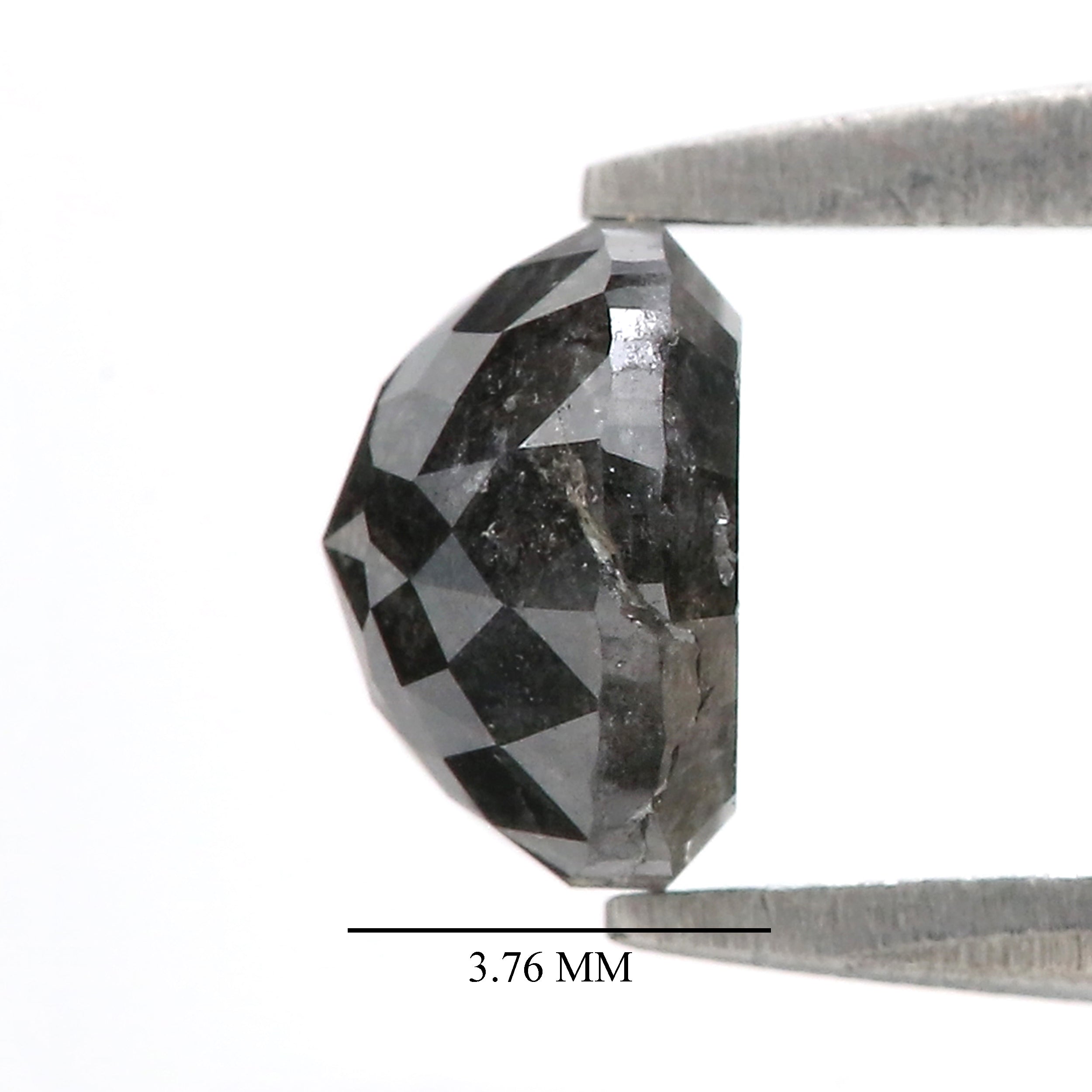 Natural Round Salt and Pepper Diamond 1.18 CT Loose Rose Cut Black Grey Stone 6.03 MM Rustic Diamond For Custom Engagement Ring L3687