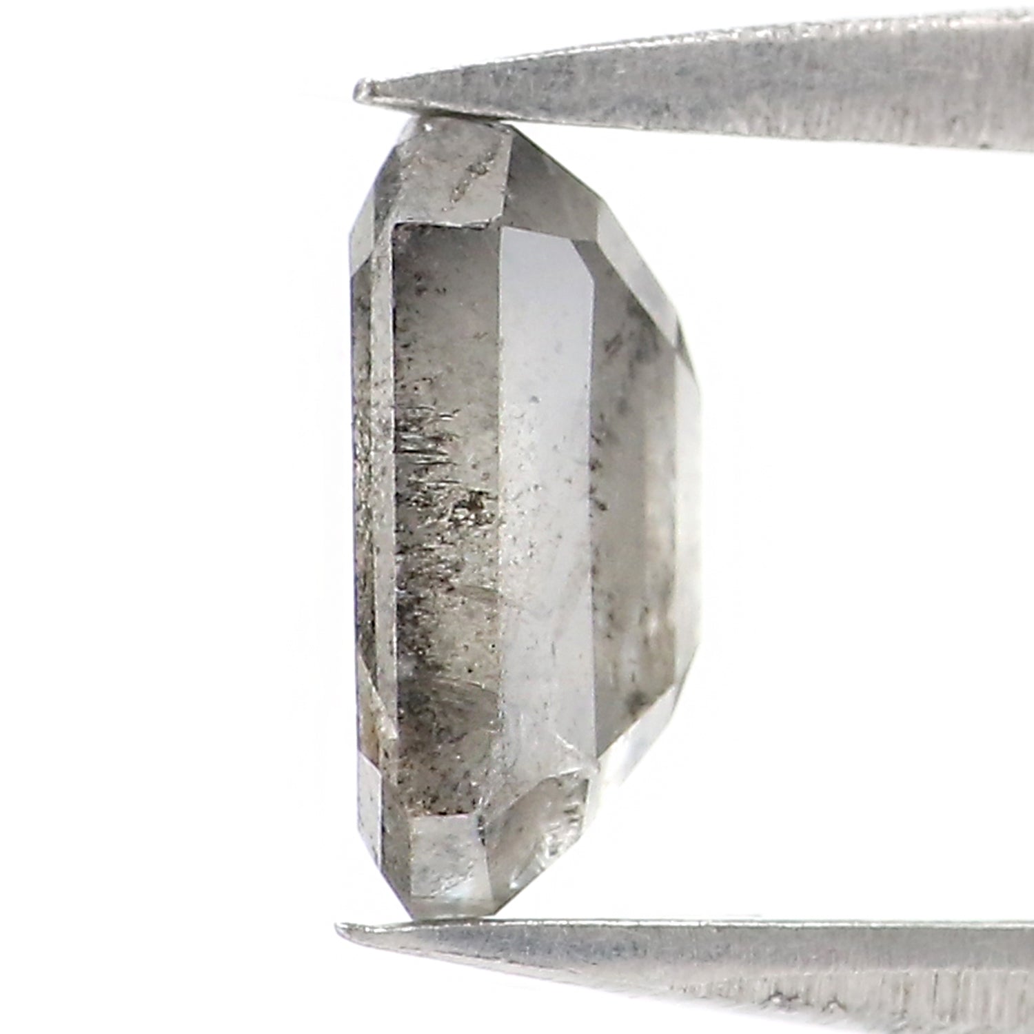 1.27 CT Natural Loose Emerald Shape Diamond Salt And Pepper Emerald Diamond 7.15 MM Natural Black Grey Color Emerald Rose Cut Diamond LC27