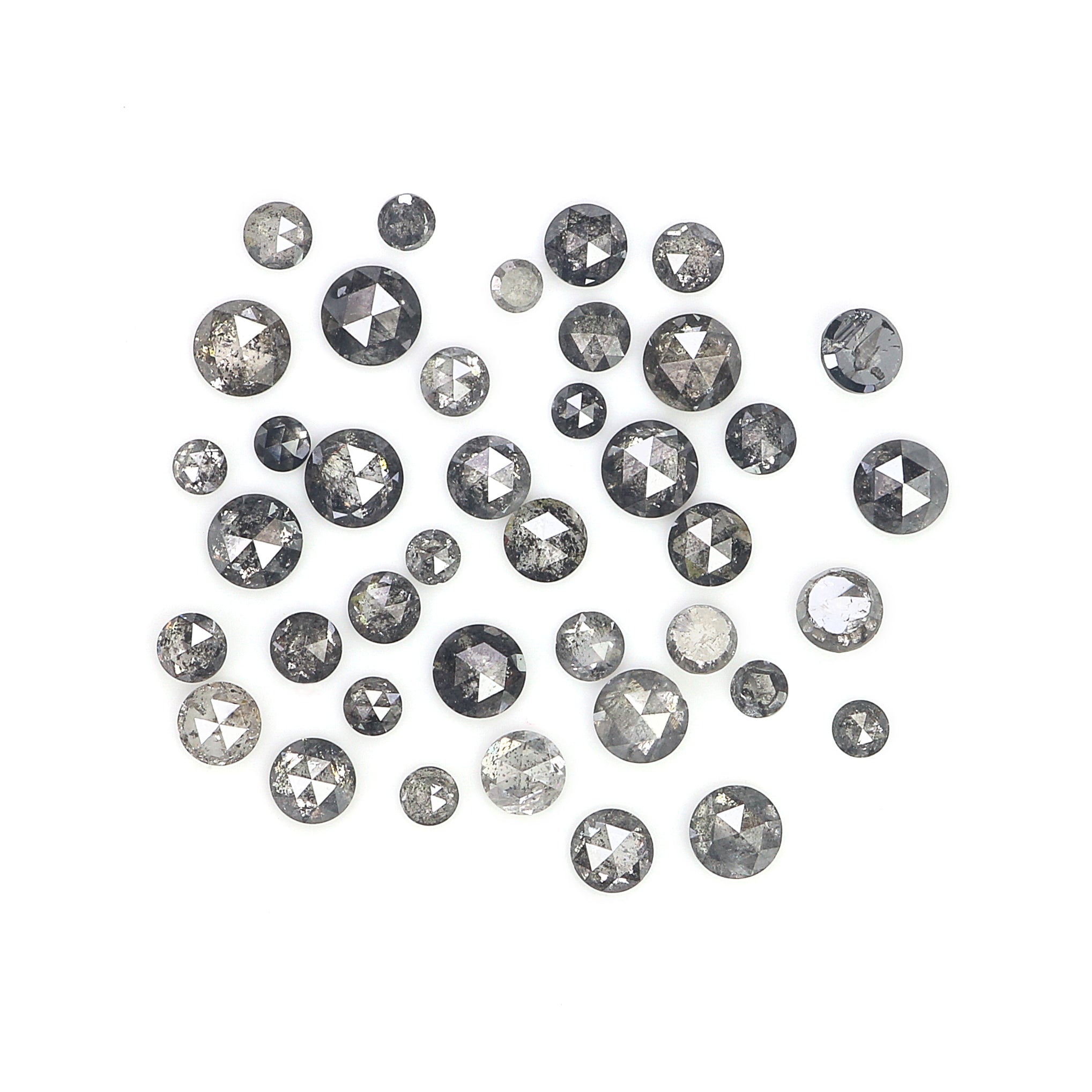 Natural Loose Round Rose Cut Salt Ana Pepper Diamond Fancy Rose Cut Black Grey Low Price Diamond 2.00 to 4.00 MM Round Shape Diamond Q10
