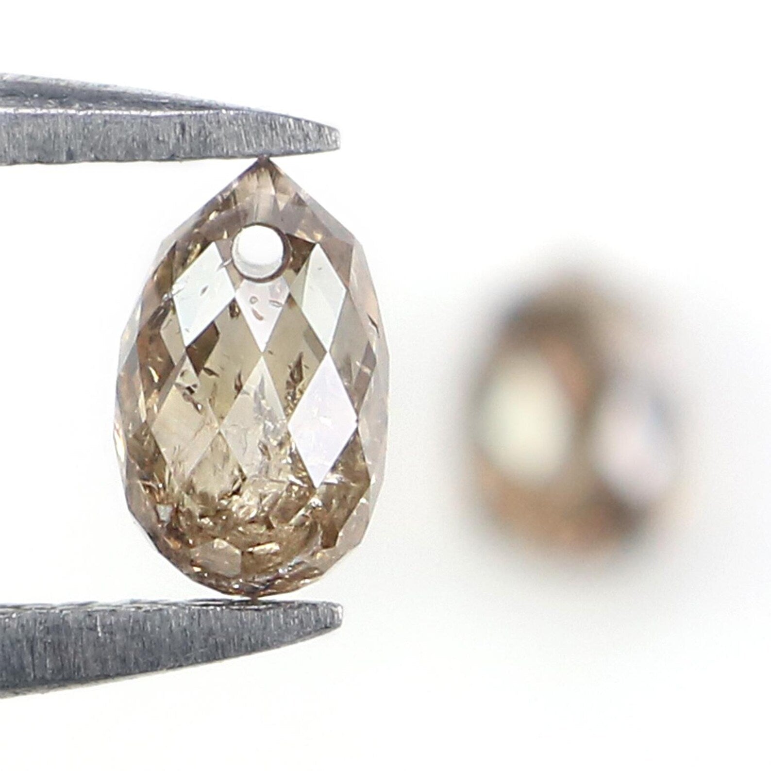 0.88 CT Natural Loose Drop Shape Pair Diamond Brown Color Briolette Diamond 4.65 MM Natural Brown Color Diamond Drop Rose Cut Diamond NQ721