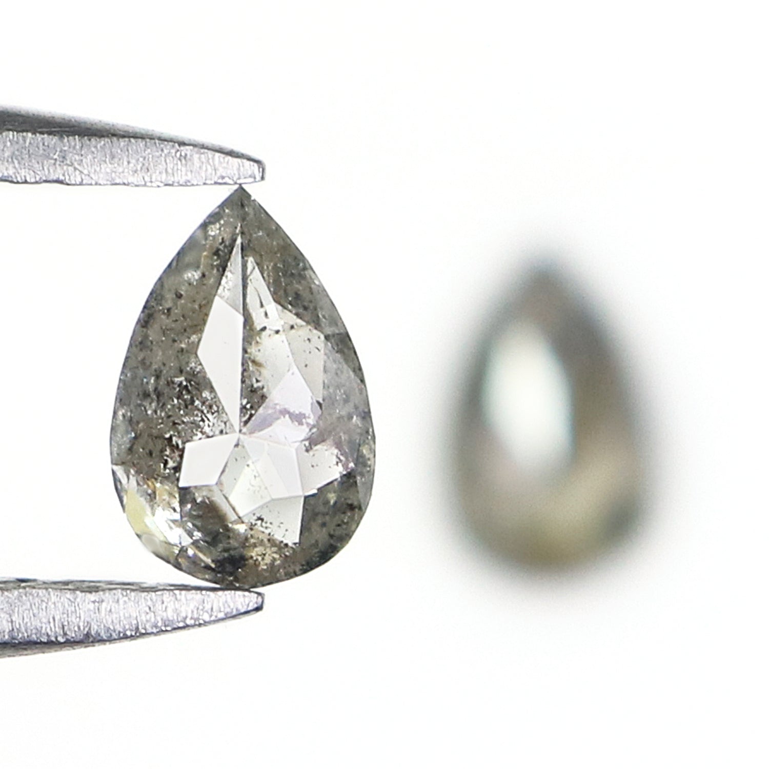 0.50 CT Natural Loose Pear Cut Pair Diamond Salt And Pepper Pear Shape Diamond 5.45 MM Natural Black Grey Color Pear Rose Cut Diamond N2277