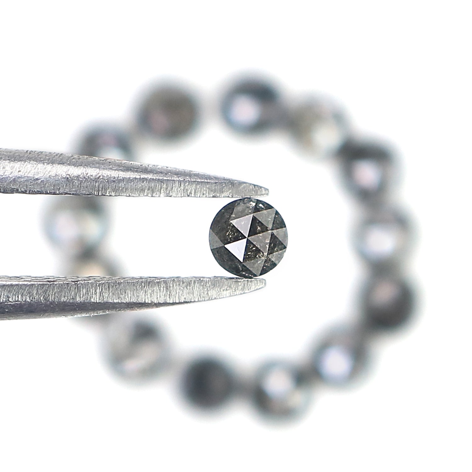 1.34 Ct Natural Loose Round Rose Cut Diamond Salt And Pepper Round Diamond 2.70 MM Natural Black Grey Color Round Rose Cut Diamond LQ1823