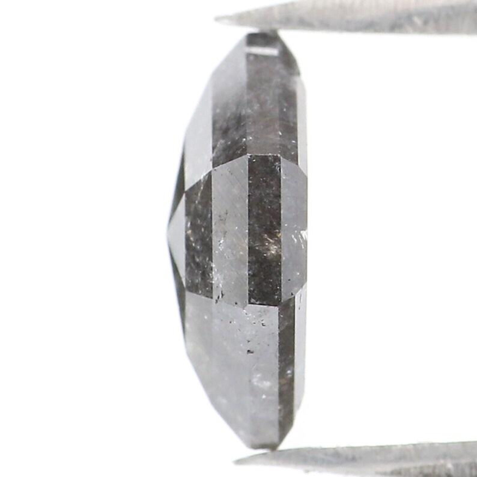 1.42 CT Natural Loose Hexagon Shape Diamond Salt And Pepper Hexagon Diamond 9.05 MM Natural Black Grey Color Hexagon Rose Cut Diamond NQ9441