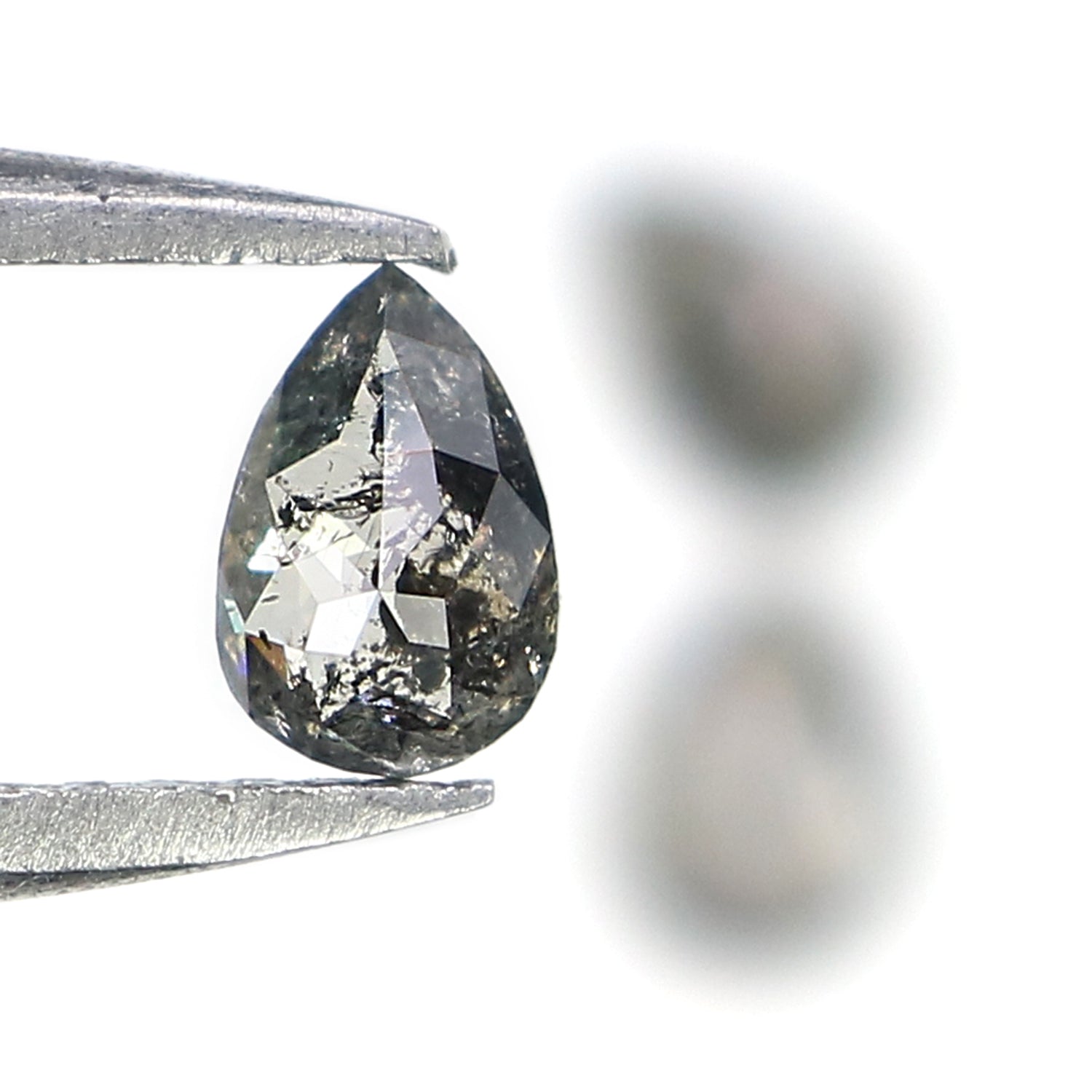 0.60 CT Natural Loose Pear Shape Diamond Salt And Pepper Pear Diamond 4.65 MM Natural Loose Black Grey Color Pear Rose Cut Diamond LQ2828