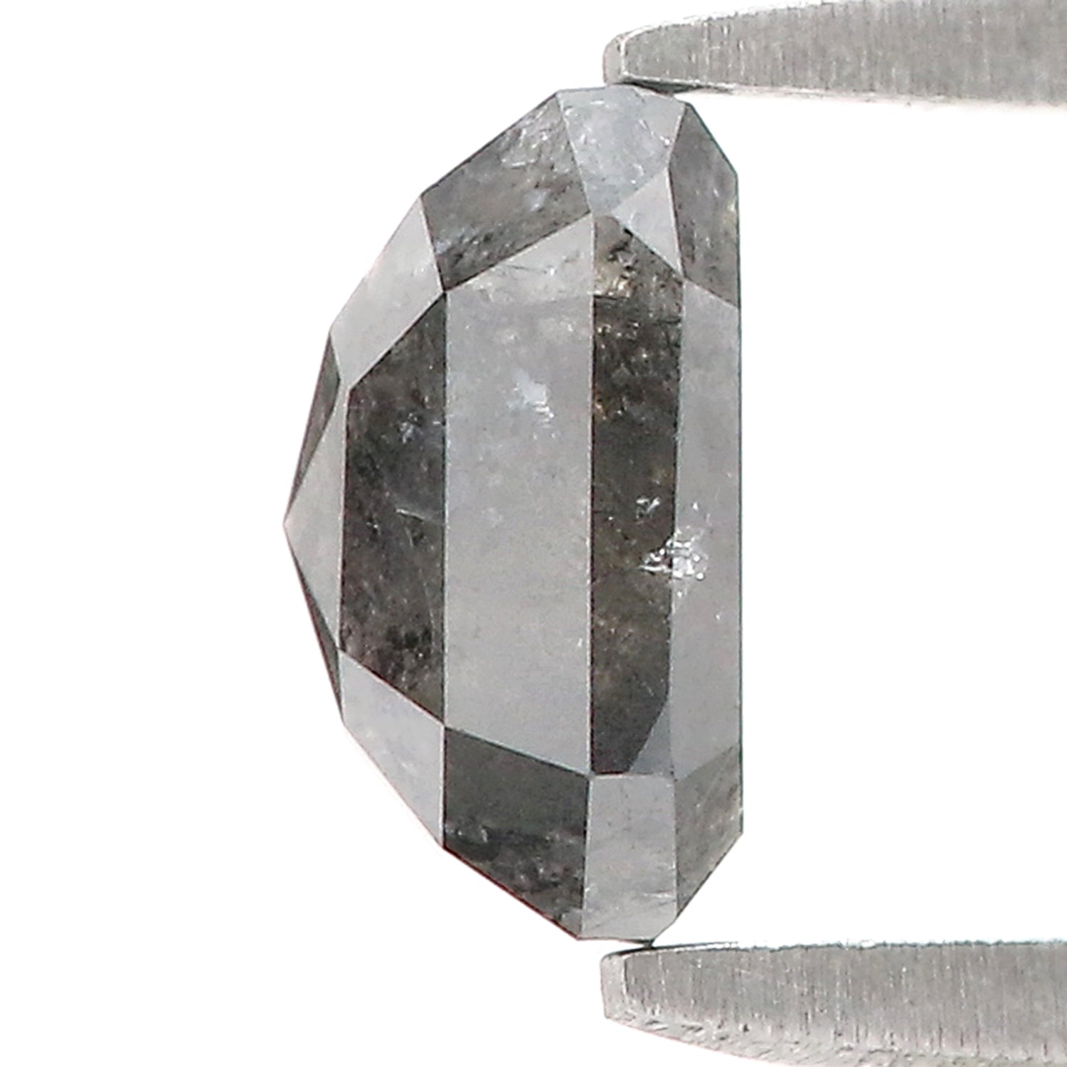 1.24 CT Natural Loose Emerald Shape Diamond Salt And Pepper Emerald Diamond 6.30 MM Natural Black Grey Color Emerald Rose Cut Diamond N2613