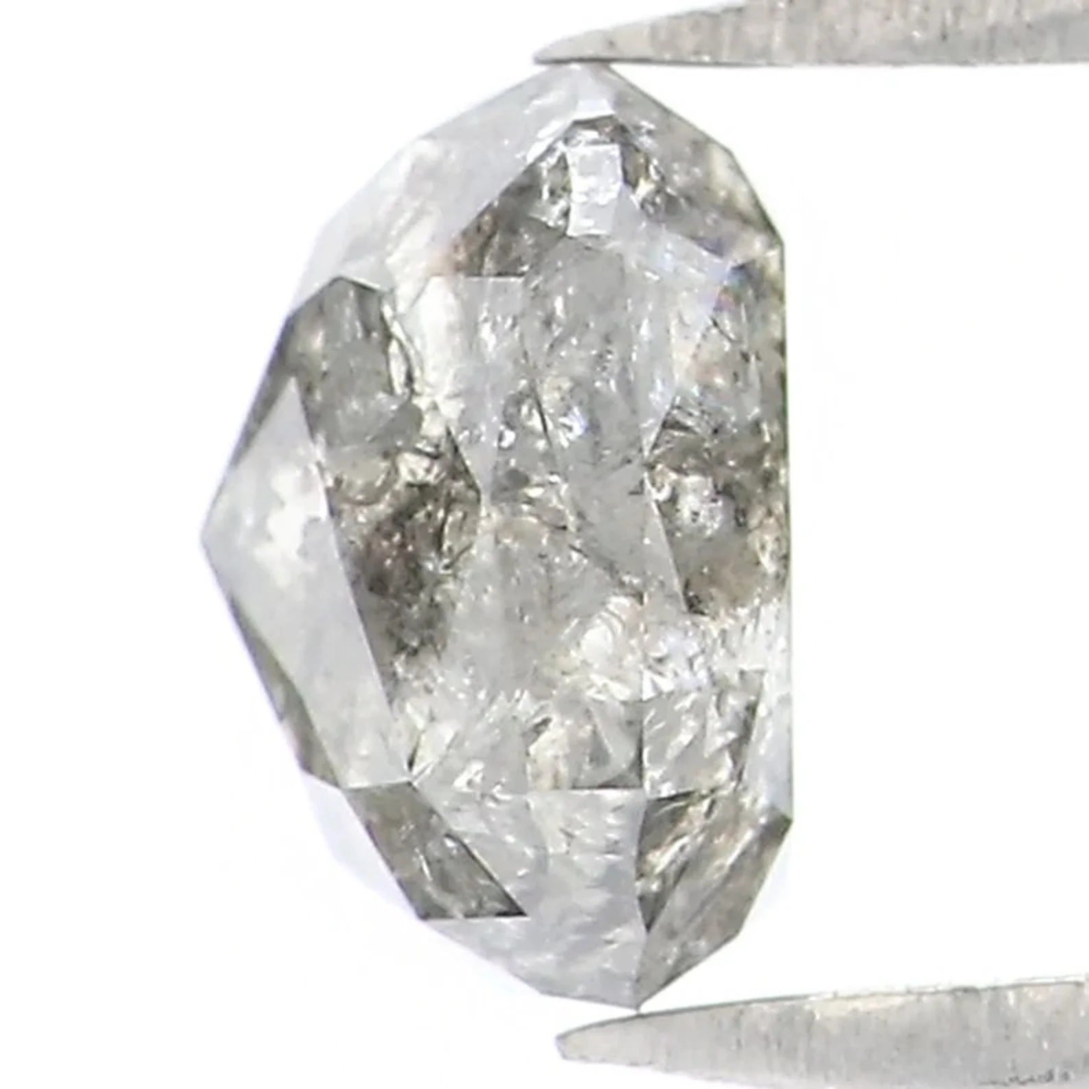 0.95 CT Natural Loose Cushion Shape Diamond Salt And Pepper Cushion Diamond 5.60 MM Black Grey Color Cushion Shape Rose Cut Diamond NQ9545