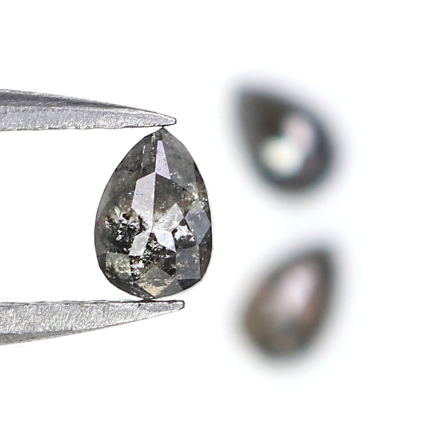 0.60 CT Natural Loose Pear Shape Diamond Salt And Pepper Pear Diamond 4.55 MM Natural Loose Black Grey Color Pear Rose Cut Diamond KQ2700