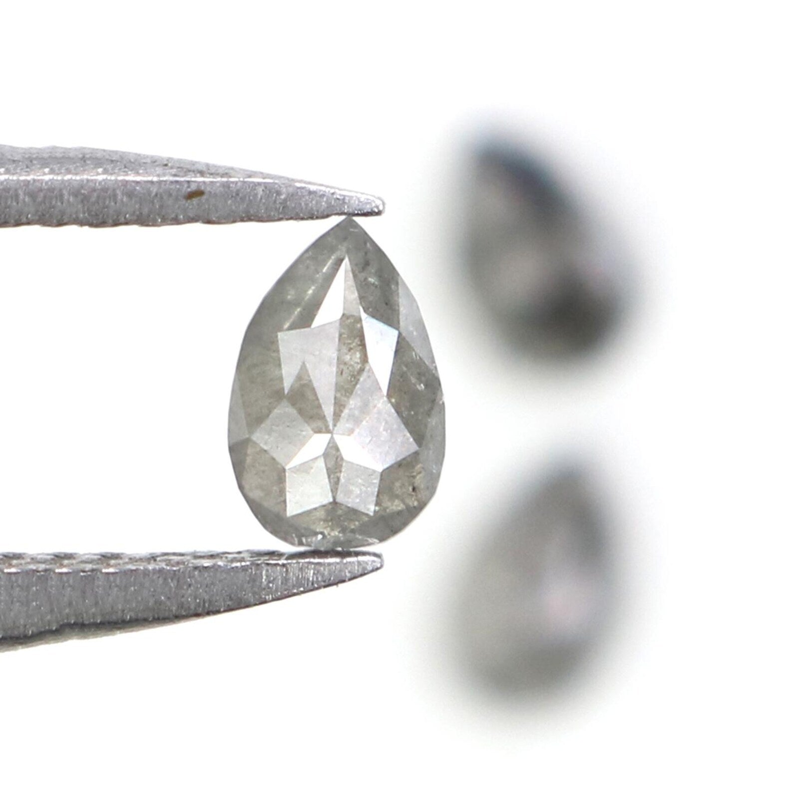 0.48 CT Natural Loose Pear Shape Diamond Salt And Pepper Pear Cut Diamond 4.65 MM Natural Black Grey Color Pear Rose Cut Diamond NQ2346