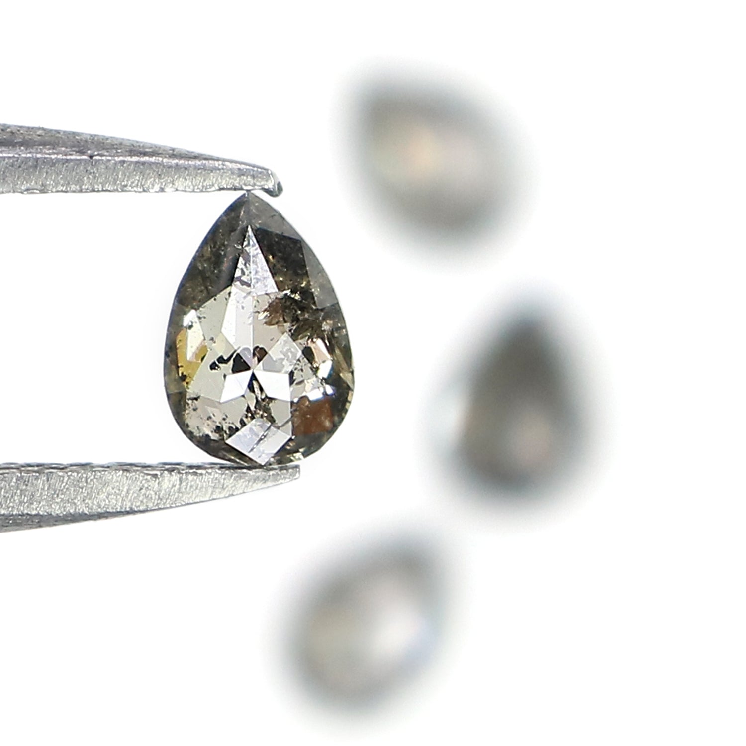 0.63 CT Natural Loose Pear Shape Diamond Salt And Pepper Pear Diamond 4.70 MM Natural Loose Black Grey Color Pear Rose Cut Diamond LQ2893