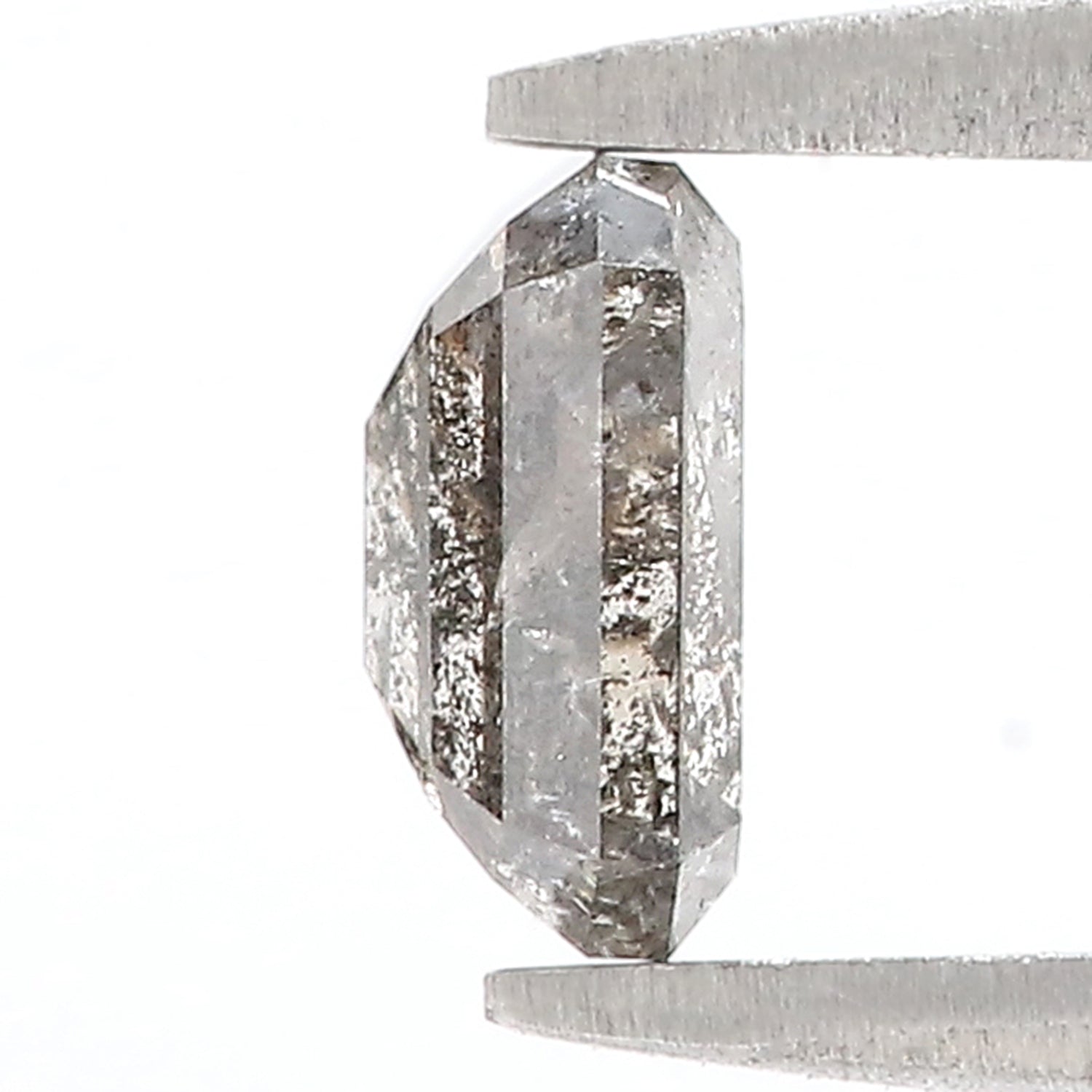 0.90 Ct Natural Loose Emerald Shape Diamond Salt And Pepper Emerald Diamond 6.30 MM Natural Black Grey Color Emerald Rose Cut Diamond N2627