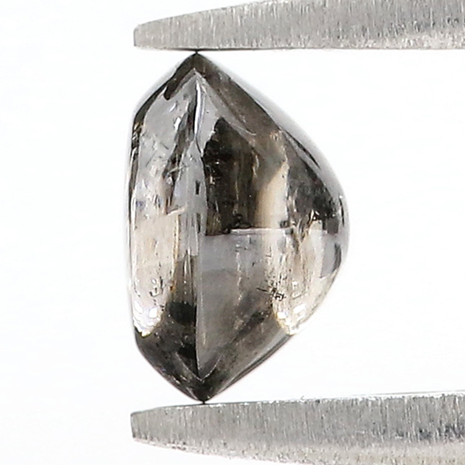 1.12 CT Unique Round Shape Salt And Pepper Sand Stone Cabochon Diamond 6.00 MM Natural Loose Black Grey Color Round Uncut Diamond L3492