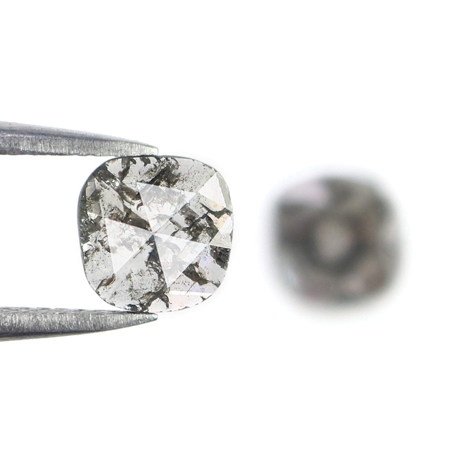 0.82 CT Natural Loose Slice Shape Diamond Salt And Pepper Slice Uncut Diamond 6.50 MM Natural Black Grey Diamond Irregular Cut Diamond L3610