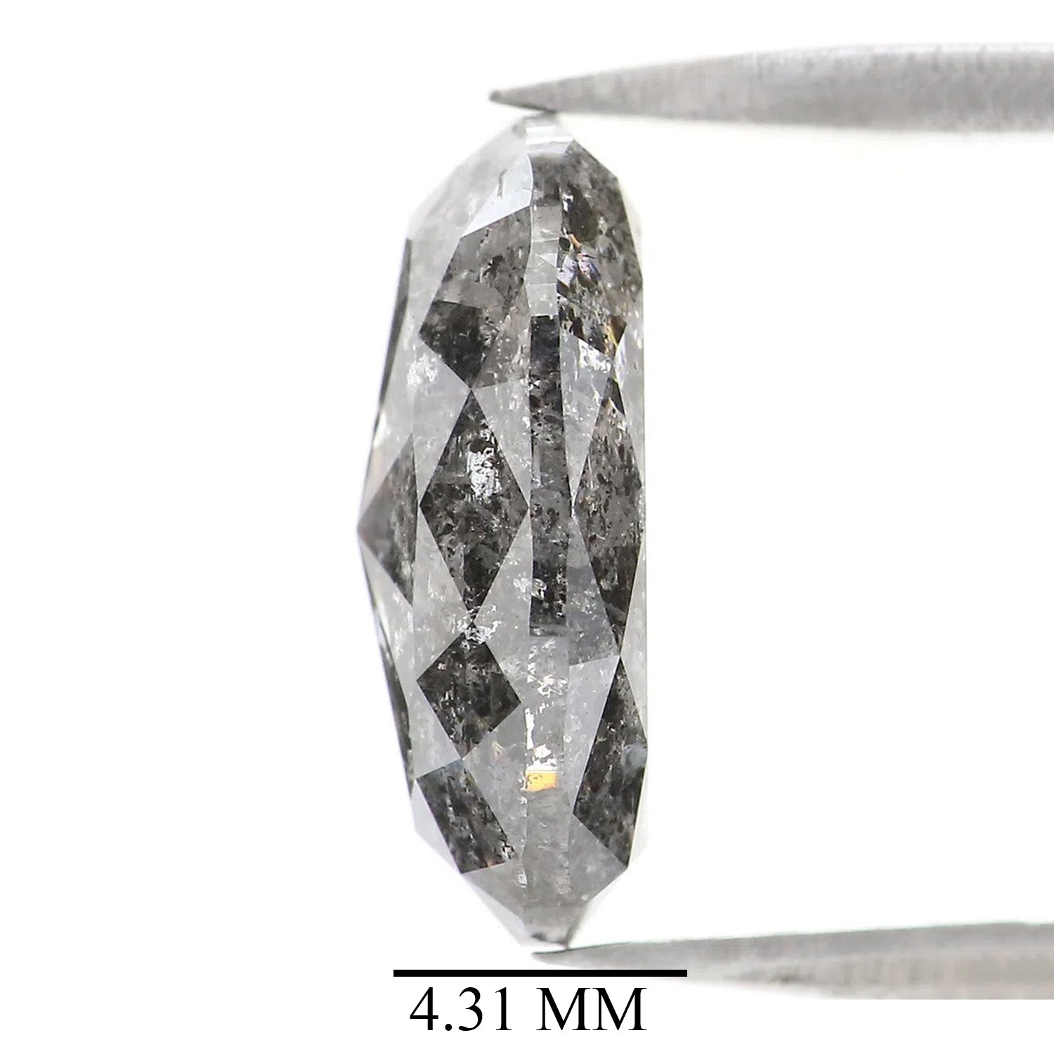 Natural Oval Salt and Pepper Diamond 4.30 CT Loose Rose Cut Black Grey Stone 12.70 MM Rustic Diamond For Custom Engagement Ring KDL2429