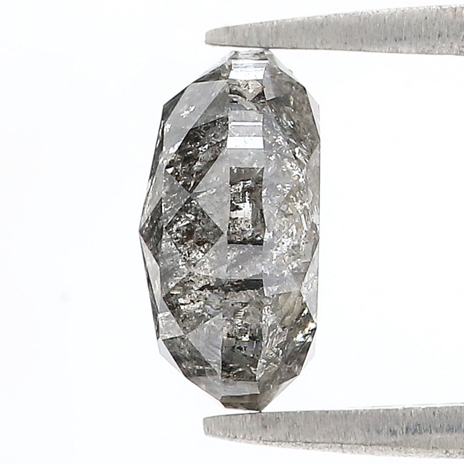 3.80 CT Natural Loose Oval Shape Diamond Salt And Pepper Oval Cut Diamond 10.10 MM Natural Black Grey Color Oval Rose Cut Diamond L3606