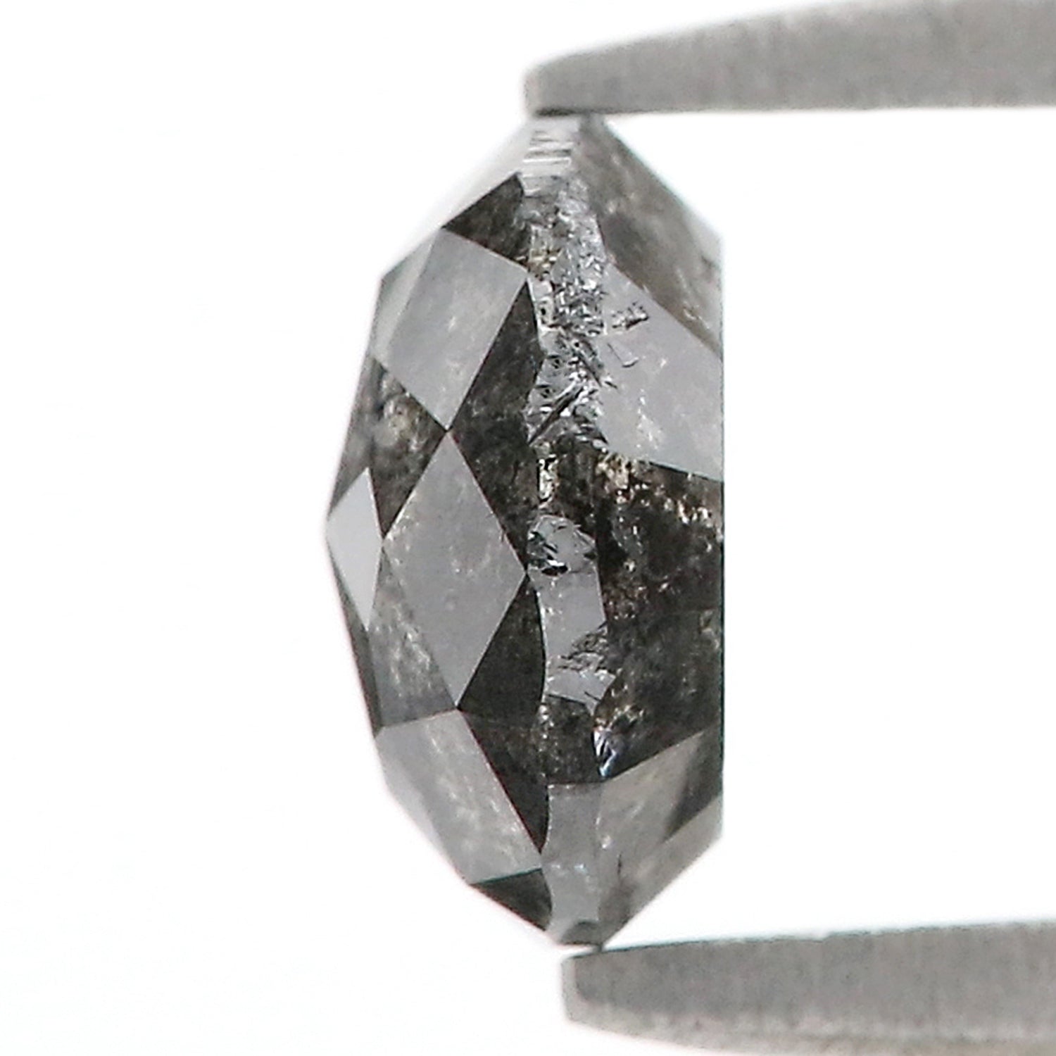 1.08 Ct Natural Loose Round Rose Cut Diamond Black Grey Color Rose Cut Diamond 6.35 MM Natural Loose Salt And Pepper Rose Cut Diamond QL1402