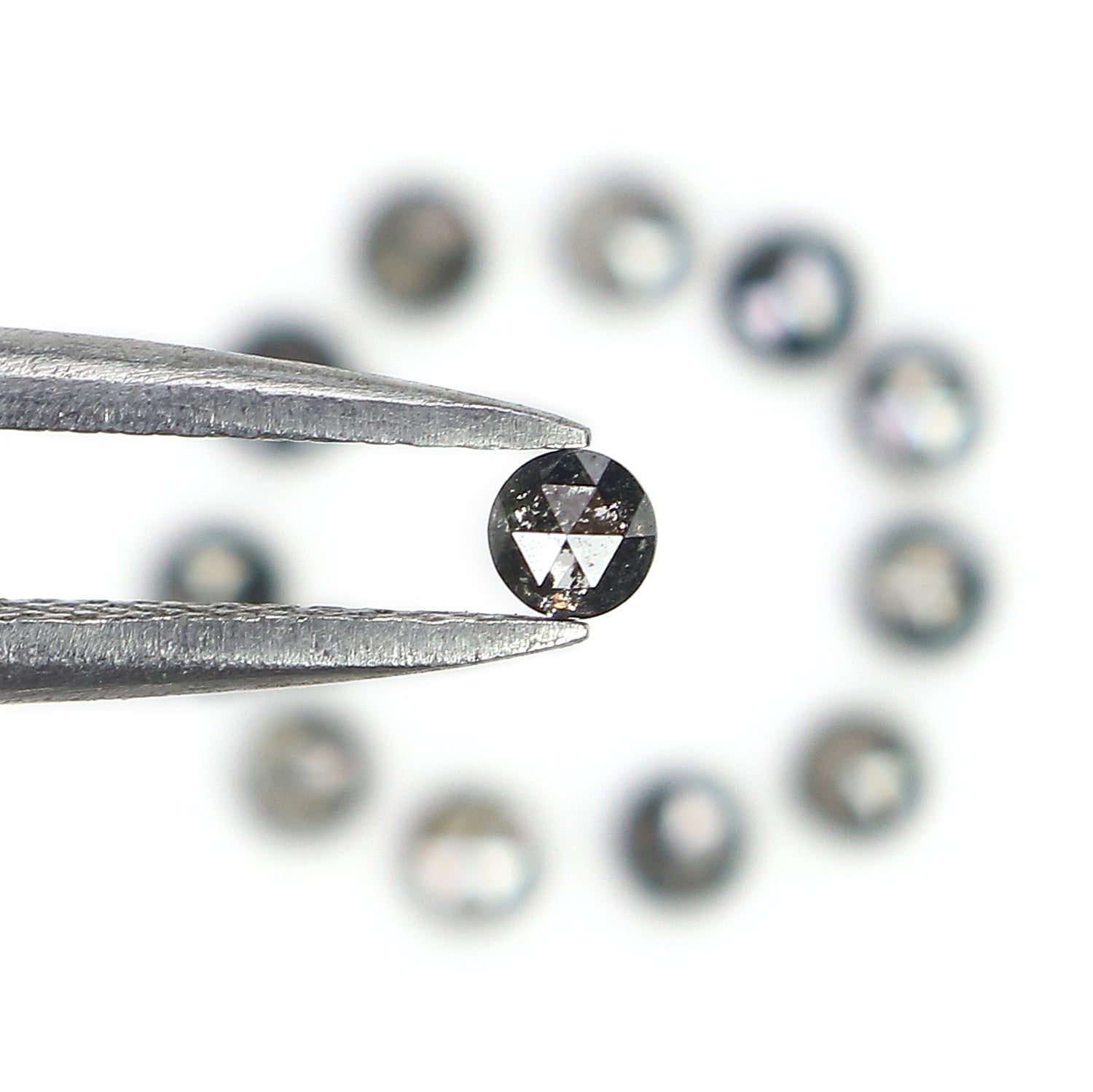 0.91 Ct Natural Loose Round Rose Cut Diamond Salt And Pepper Round Diamond 2.50 MM Natural Black Grey Color Round Rose Cut Diamond LQ7993