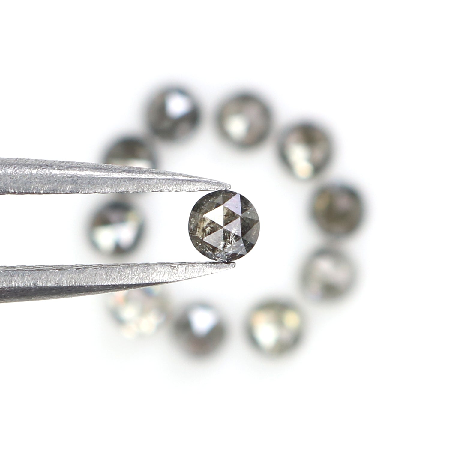 1.48 Ct Natural Loose Round Rose Cut Diamond Salt And Pepper Round Shape Diamond 2.95 MM Natural Black Grey Round Rose Cut Diamond LQ2825