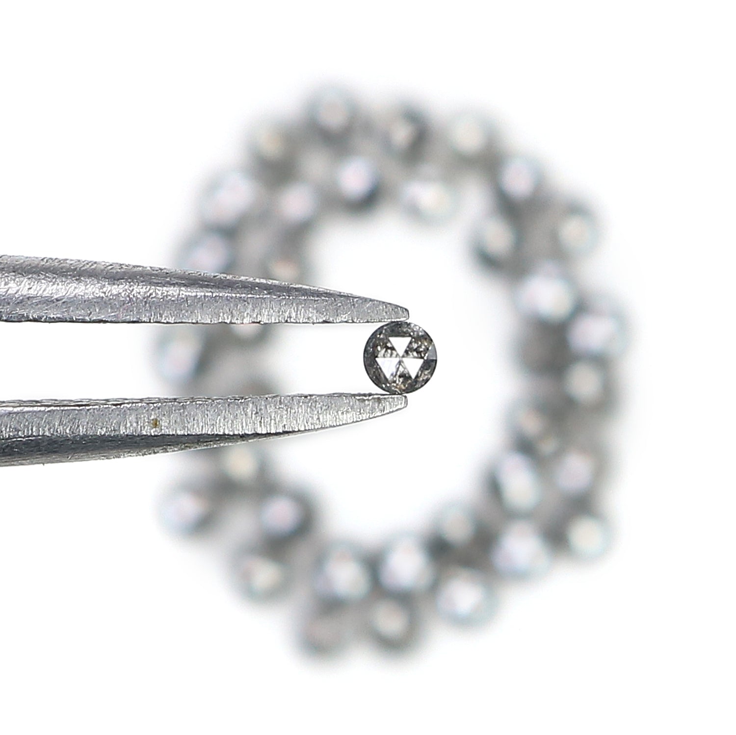 0.94 Ct Natural Loose Round Rose Cut Diamond Salt And Pepper Round Shape Diamond 1.70 MM Natural Black Grey Round Rose Cut Diamond LQ1373