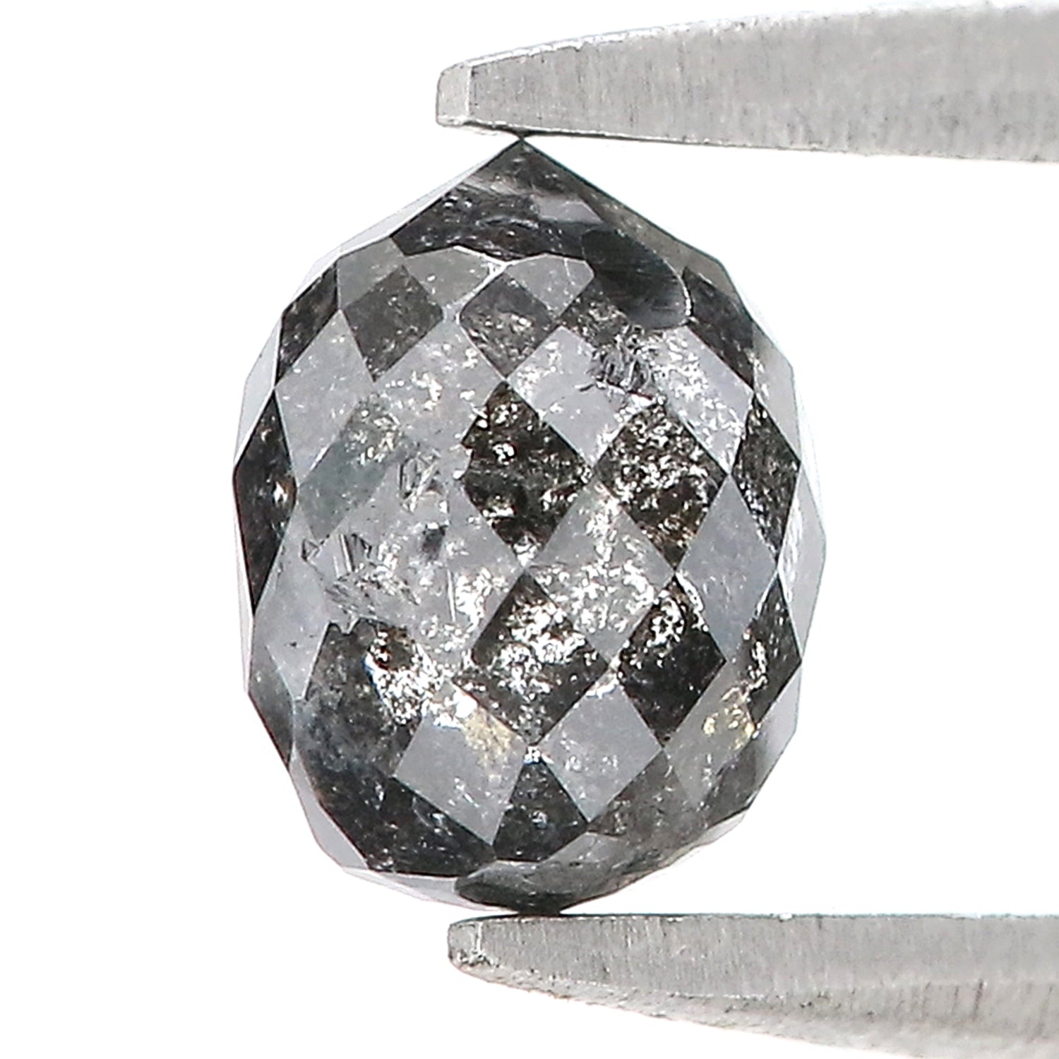 1.20 CT Natural Loose Briolette Shape Diamond Salt And Pepper Drop Cut Diamond 6.20 MM Natural Black Grey Color Drop Rose Cut Diamond LQ5676