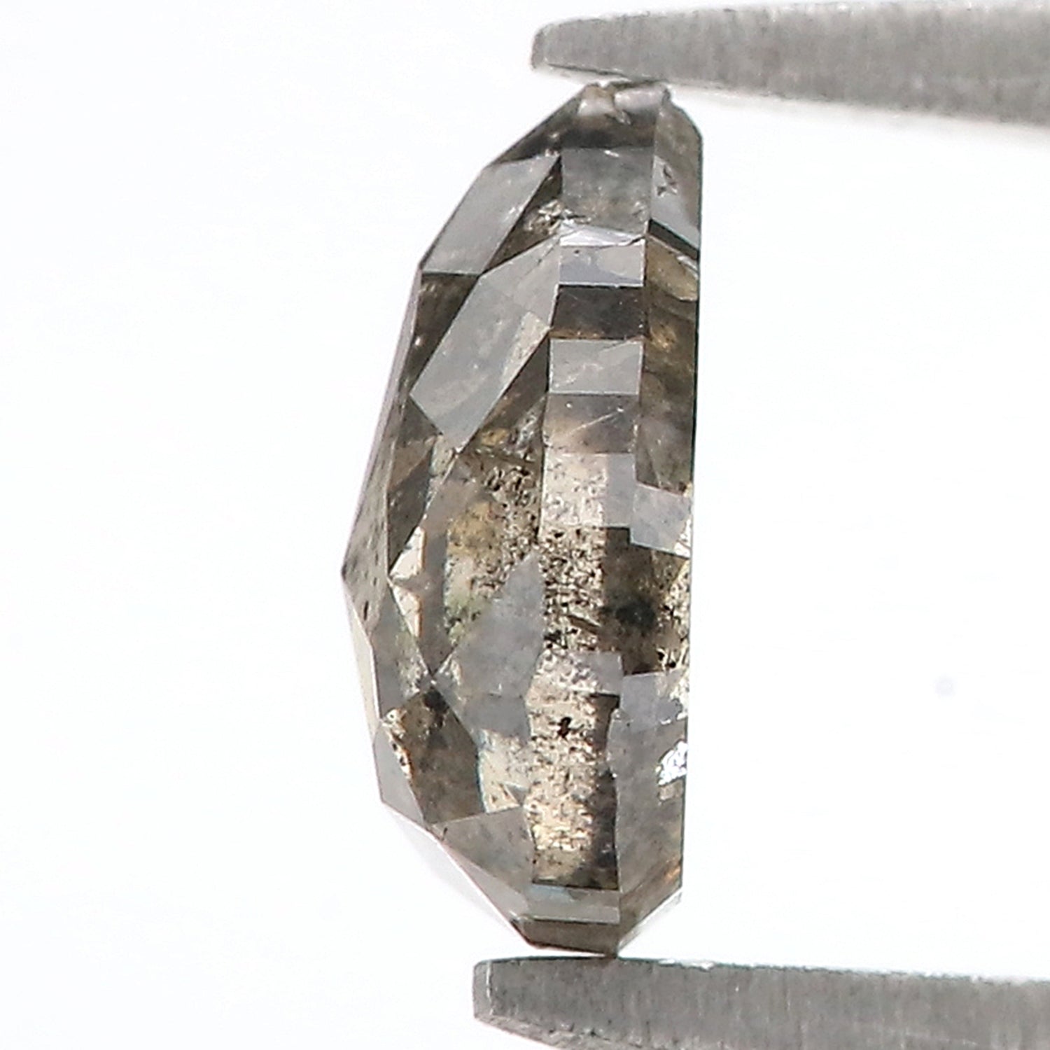 1.21 CT Natural Loose Pear Shape Diamond Salt And Pepper Pear Rose Cut Diamond 7.50 MM Black Grey Color Pear Shape Rose Cut Diamond QL9349