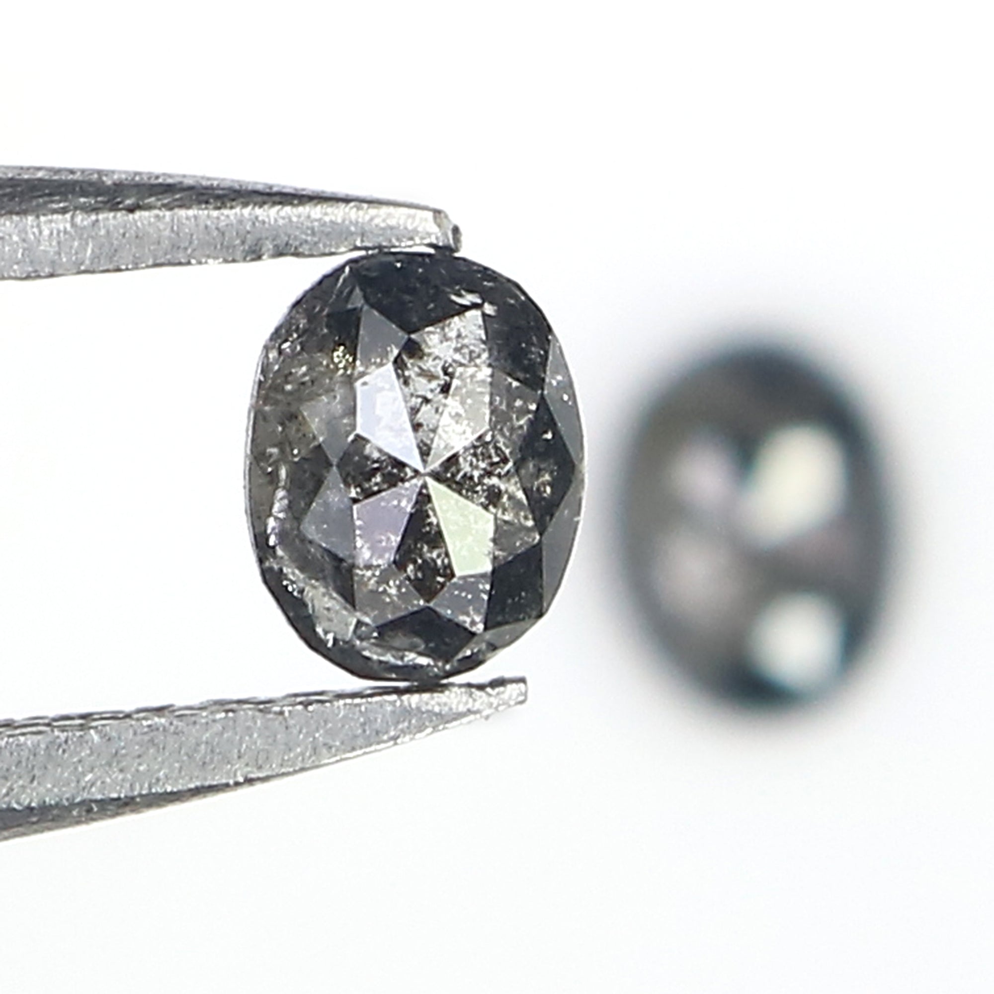 0.48 CT Natural Loose Oval Cut Pair Diamond Salt And Pepper Oval Shape Diamond 4.60 MM Natural Black Grey Color Oval Rose Cut Diamond LQ2764