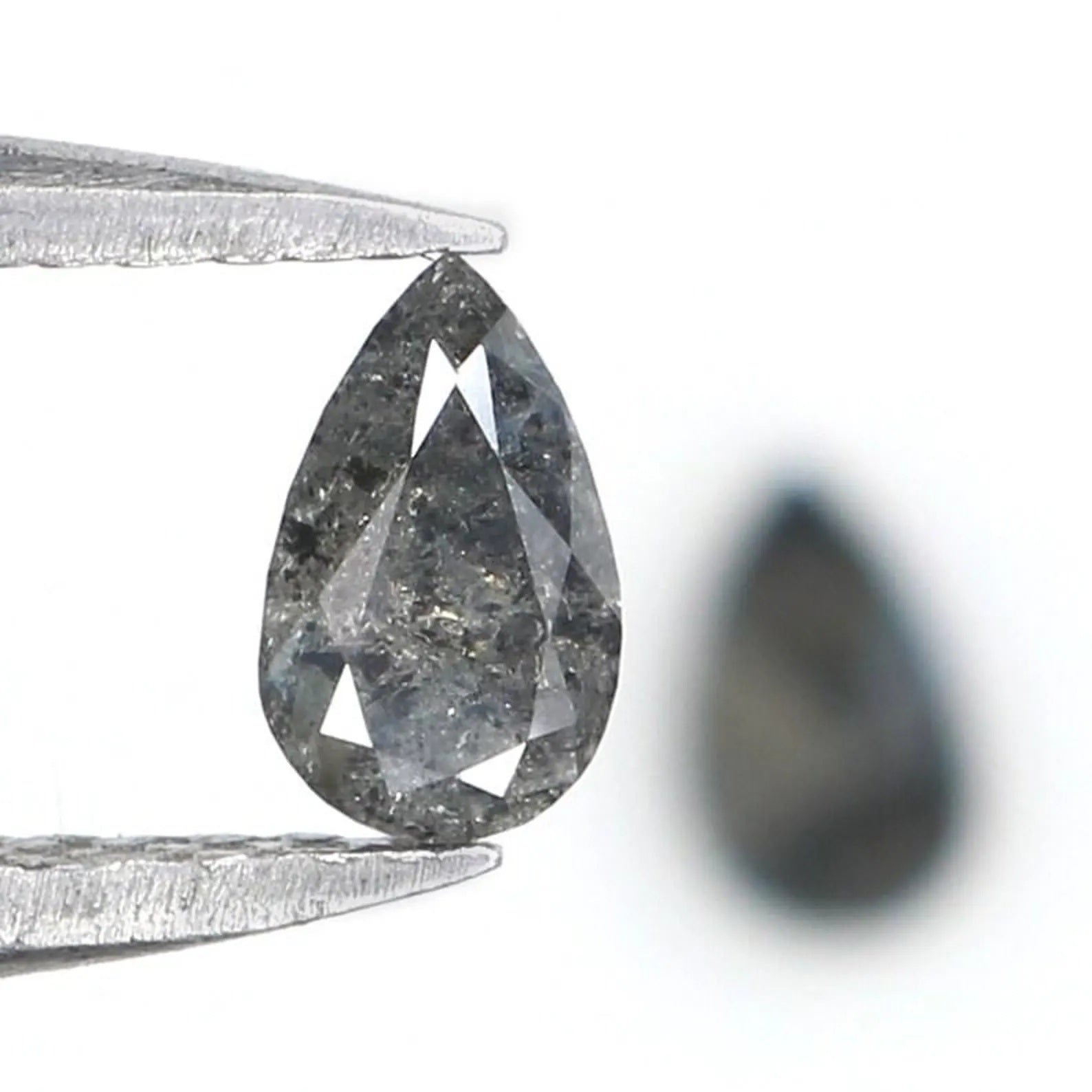 0.43 CT Natural Loose Pear Cut Pair Diamond Salt And Pepper Pear Diamond 5.05 MM Natural Black Grey Color Pear Brilliant Cut Diamond NQ2296
