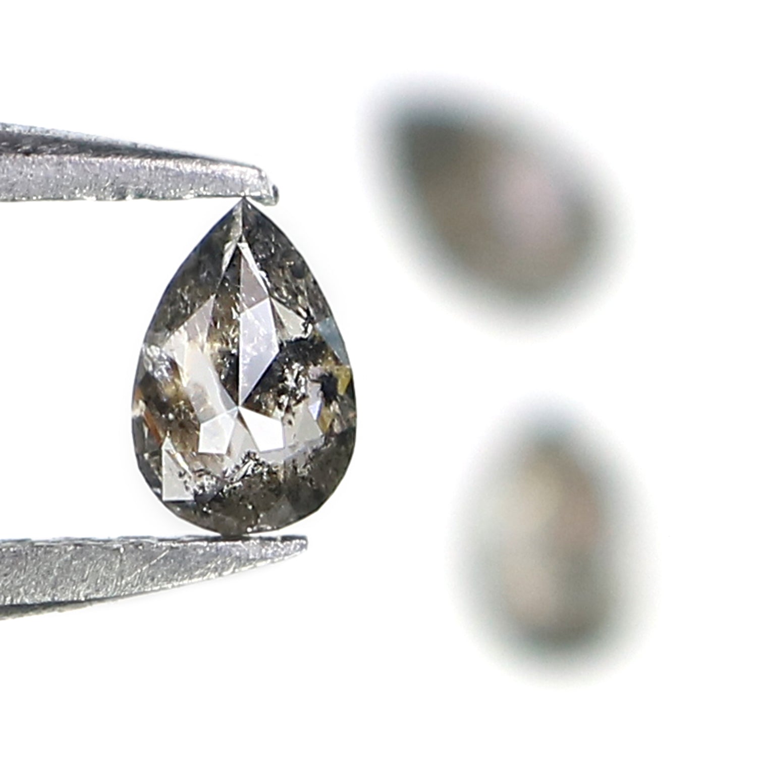 0.48 CT Natural Loose Pear Shape Diamond Salt And Pepper Pear Diamond 4.40 MM Natural Loose Black Grey Color Pear Rose Cut Diamond LQ2896