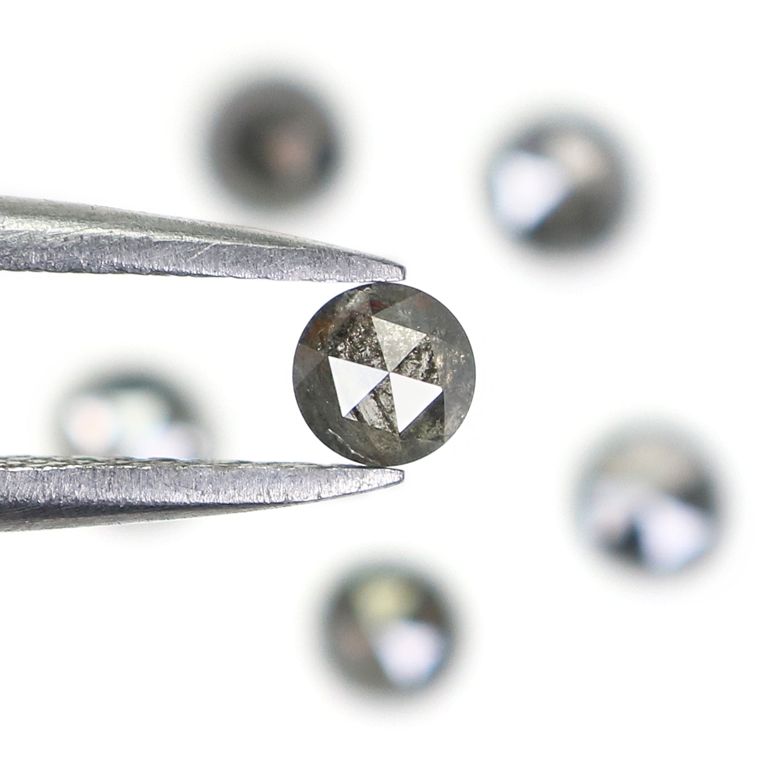 Natural Loose Rose Cut Salt And Pepper Diamond Black Grey Color 1.41 CT 3.45 MM Rose Cut Shape Diamond KR2547